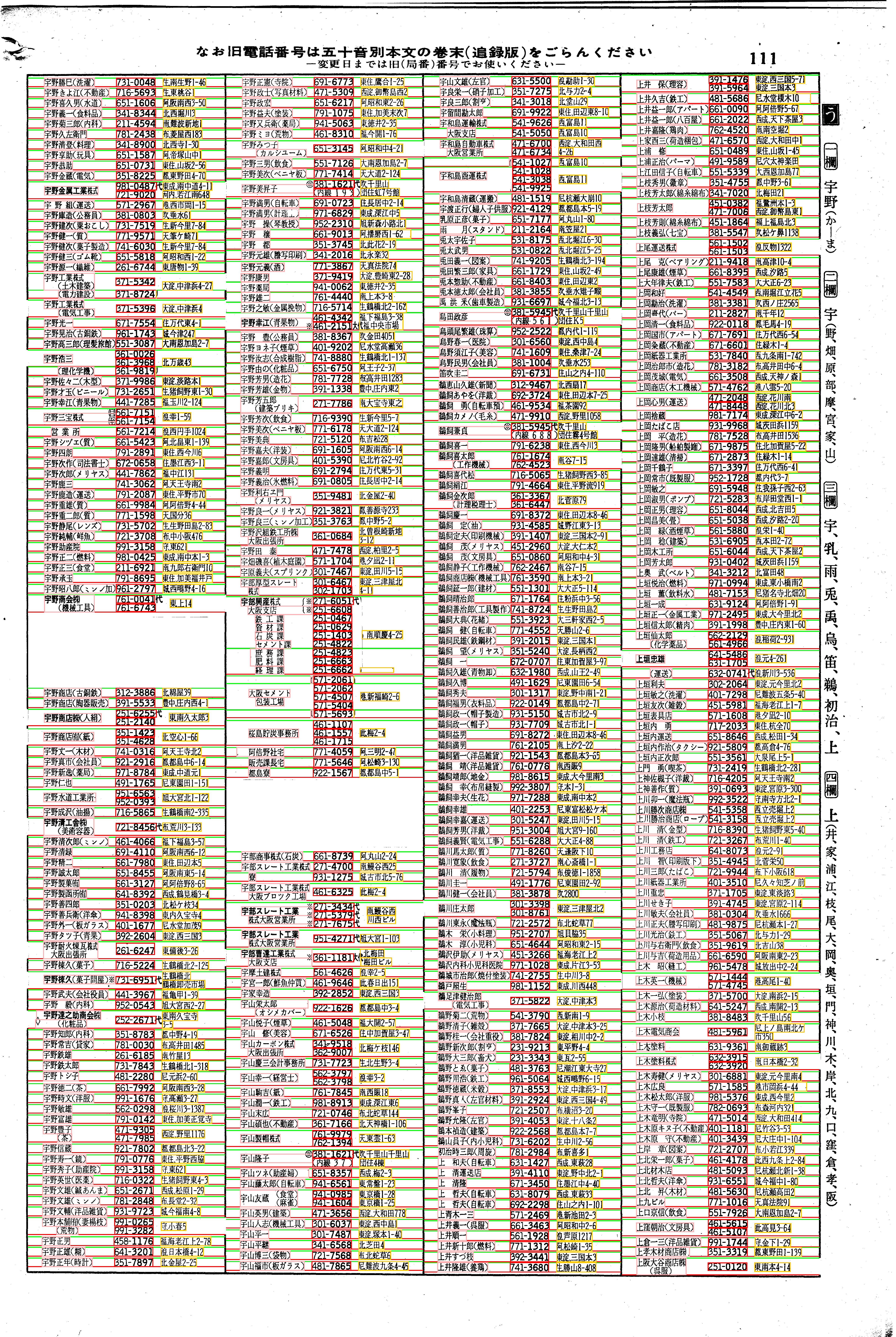 昭和38年2月1日現在大阪市50音別電話番号簿 119ページ全体