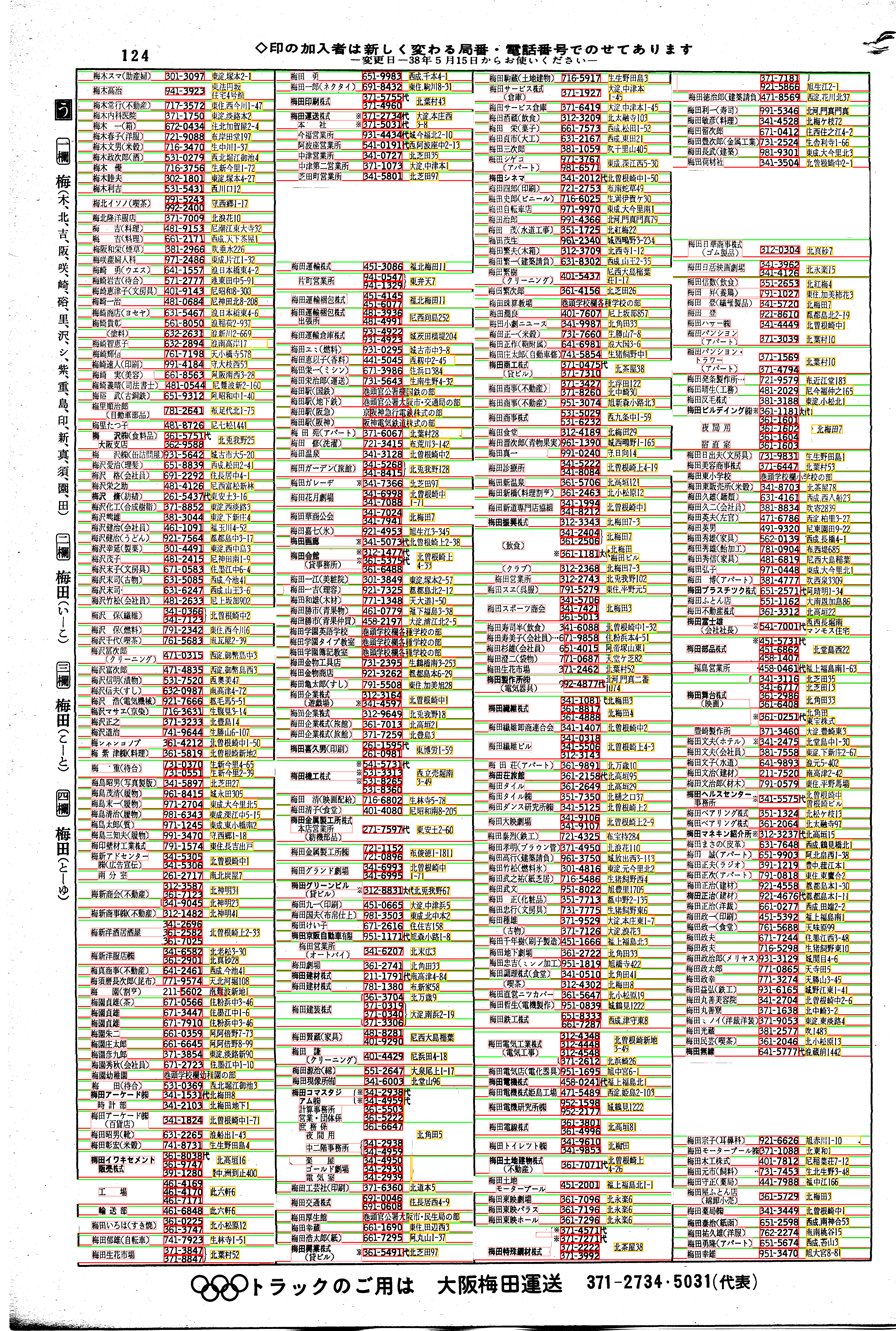 昭和38年2月1日現在大阪市50音別電話番号簿 132ページ全体
