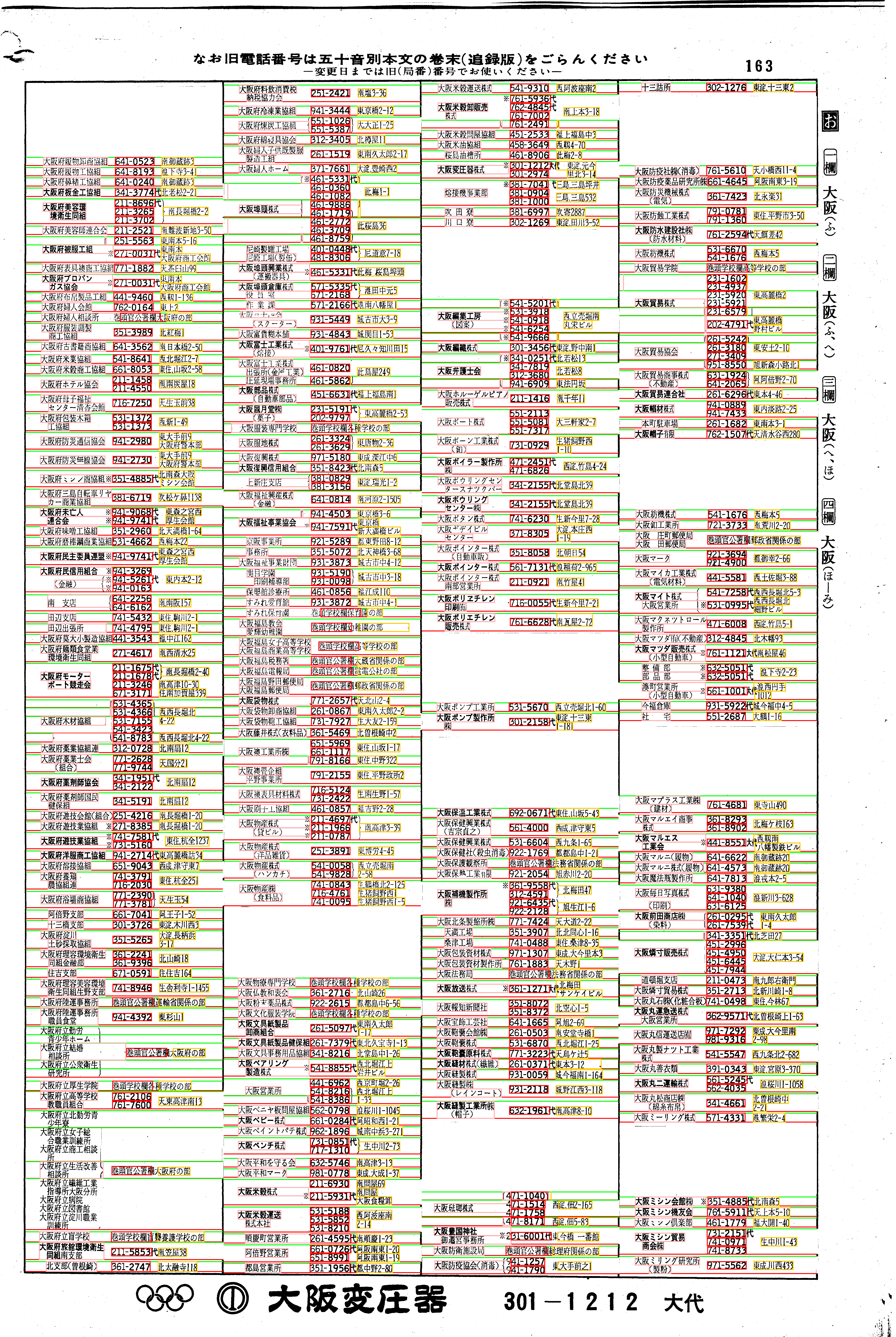 昭和38年2月1日現在大阪市50音別電話番号簿 171ページ全体