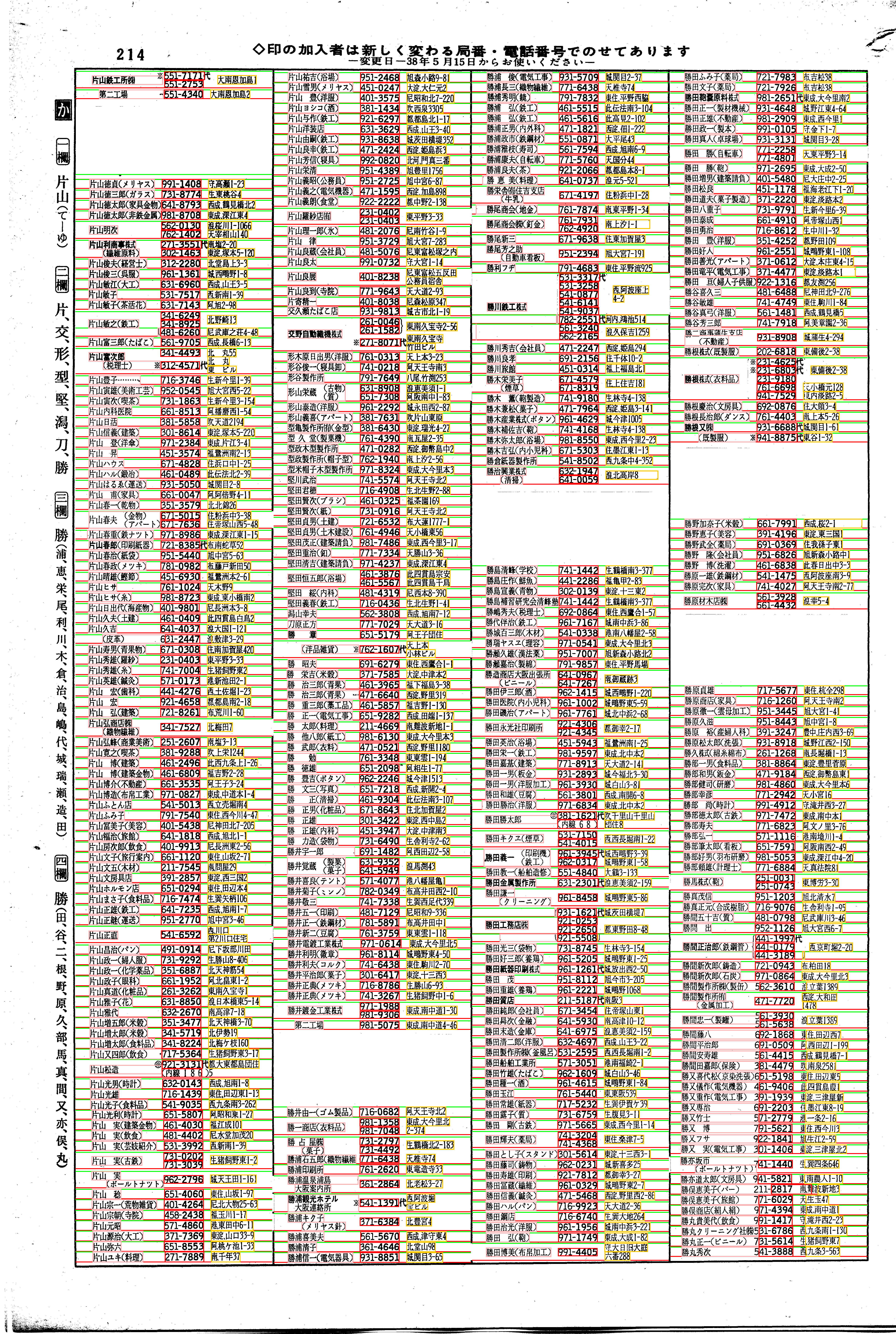 昭和38年2月1日現在大阪市50音別電話番号簿 226ページ全体