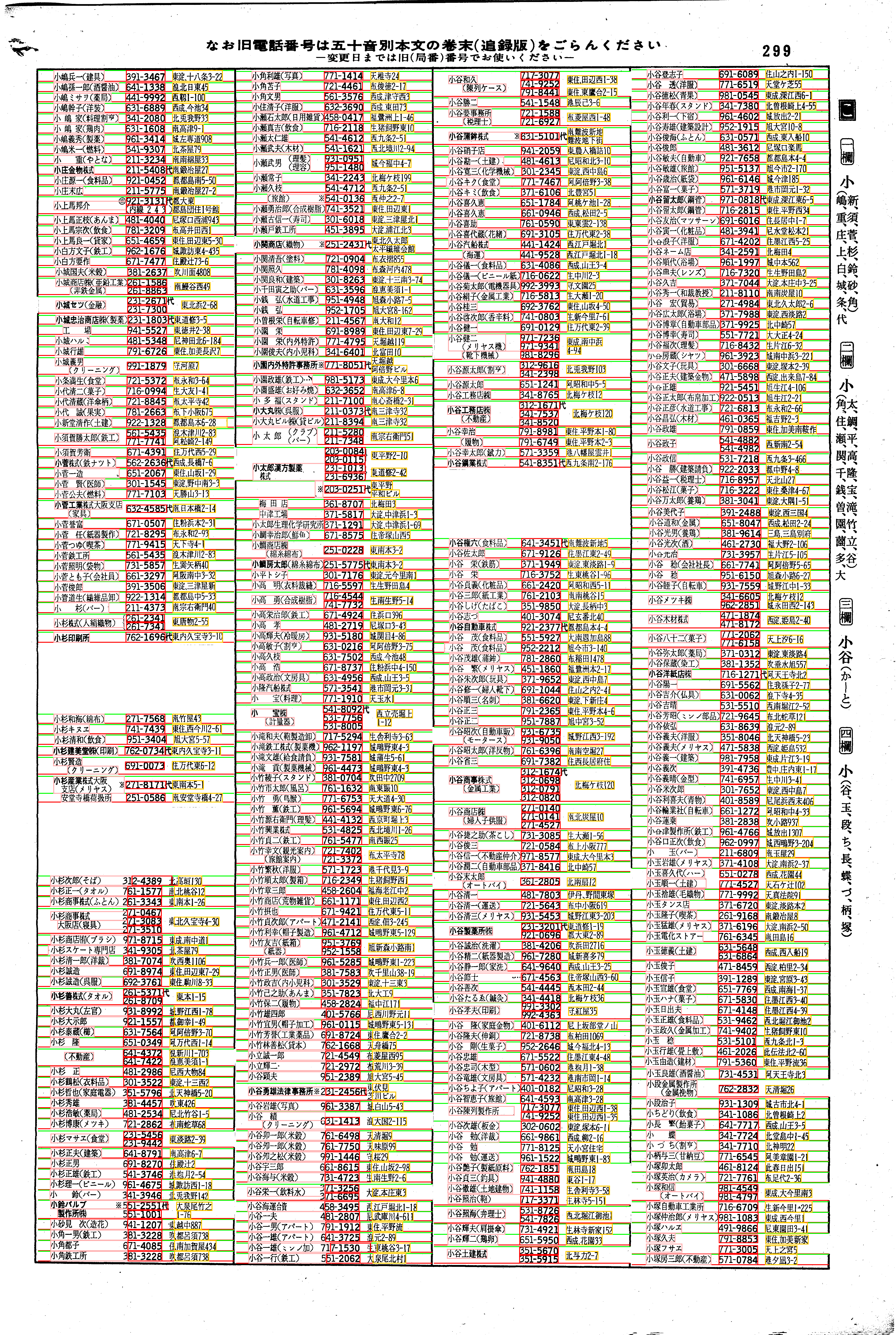 昭和38年2月1日現在大阪市50音別電話番号簿 311ページ全体
