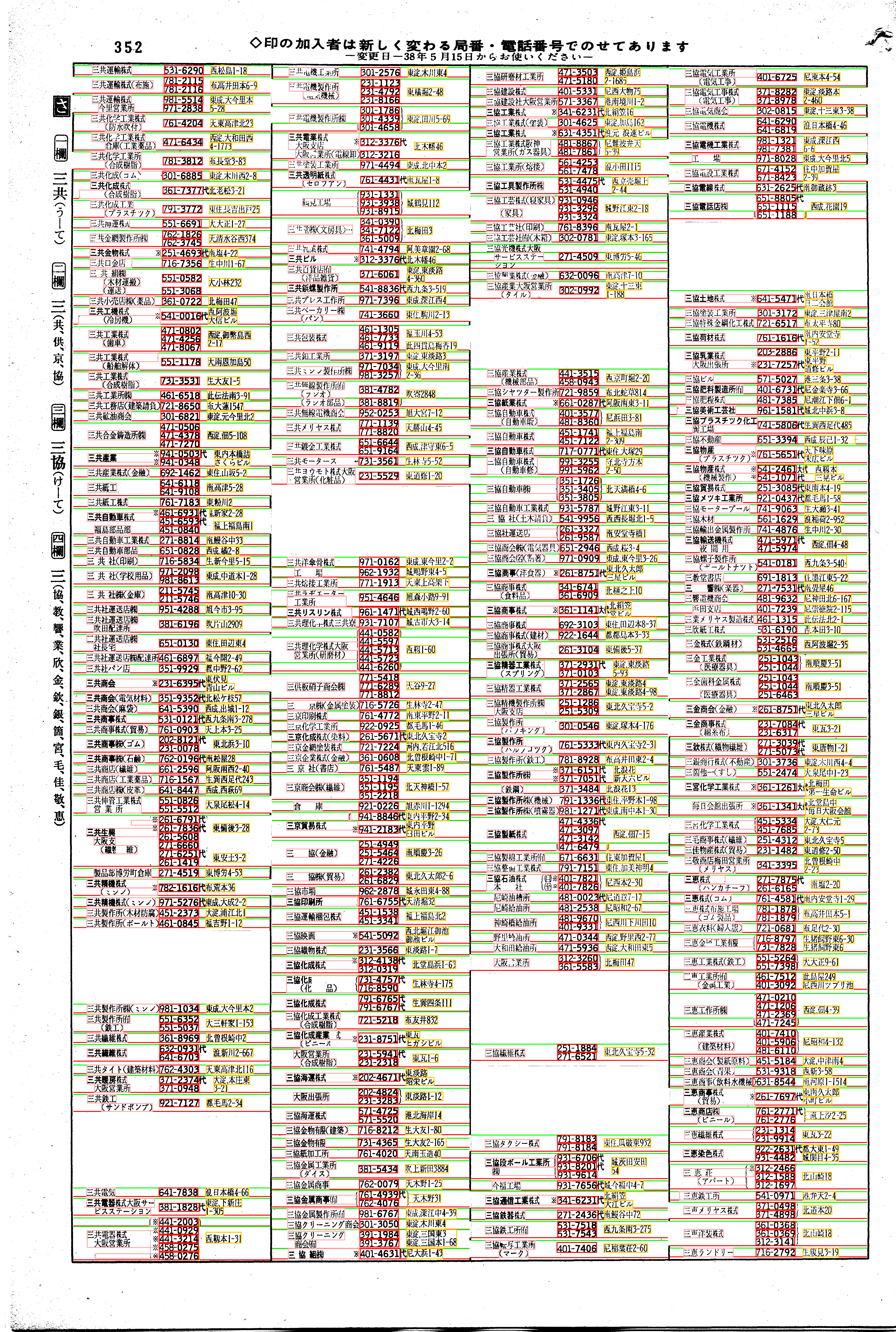 昭和38年2月1日現在大阪市50音別電話番号簿 368ページ全体