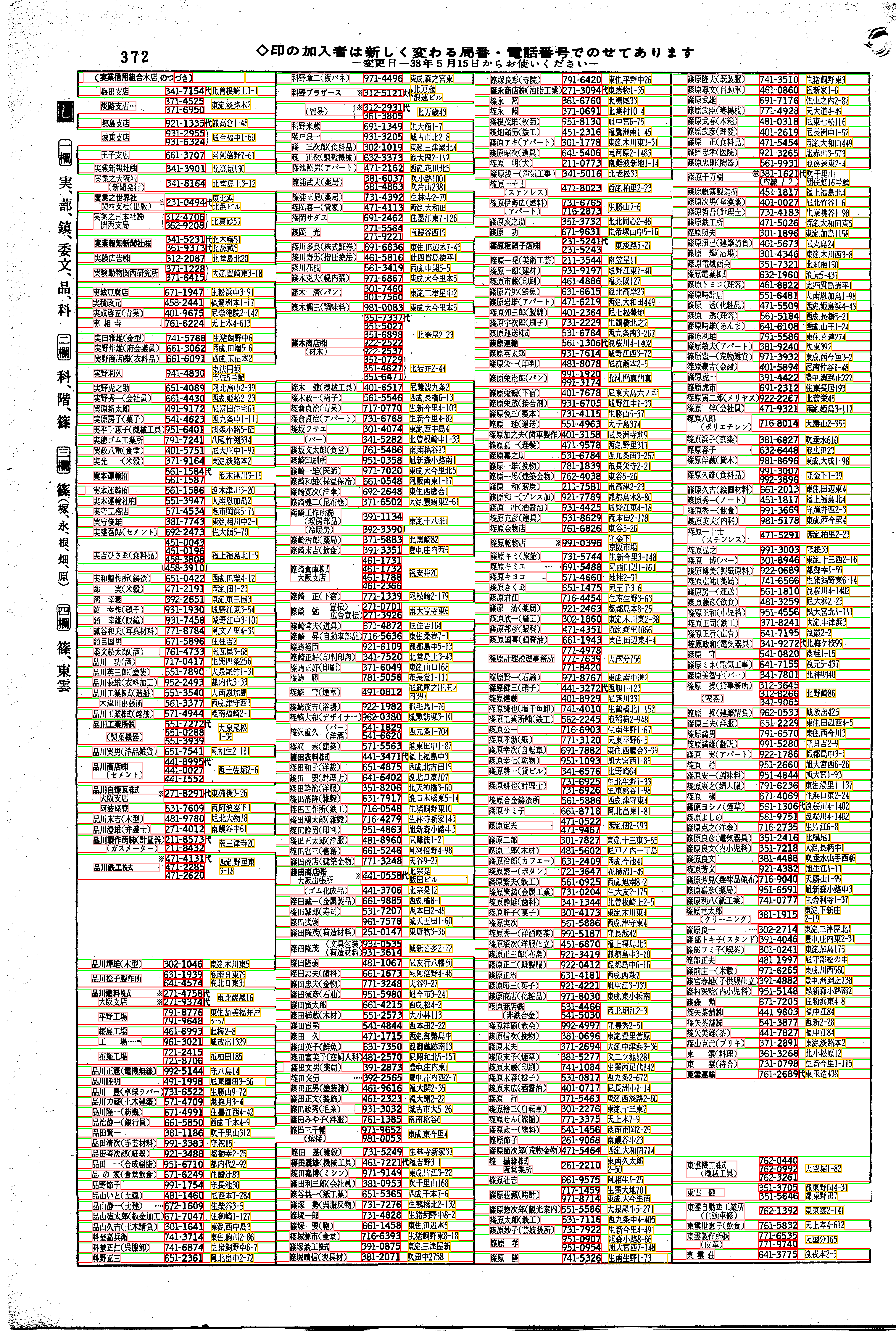 昭和38年2月1日現在大阪市50音別電話番号簿 388ページ全体