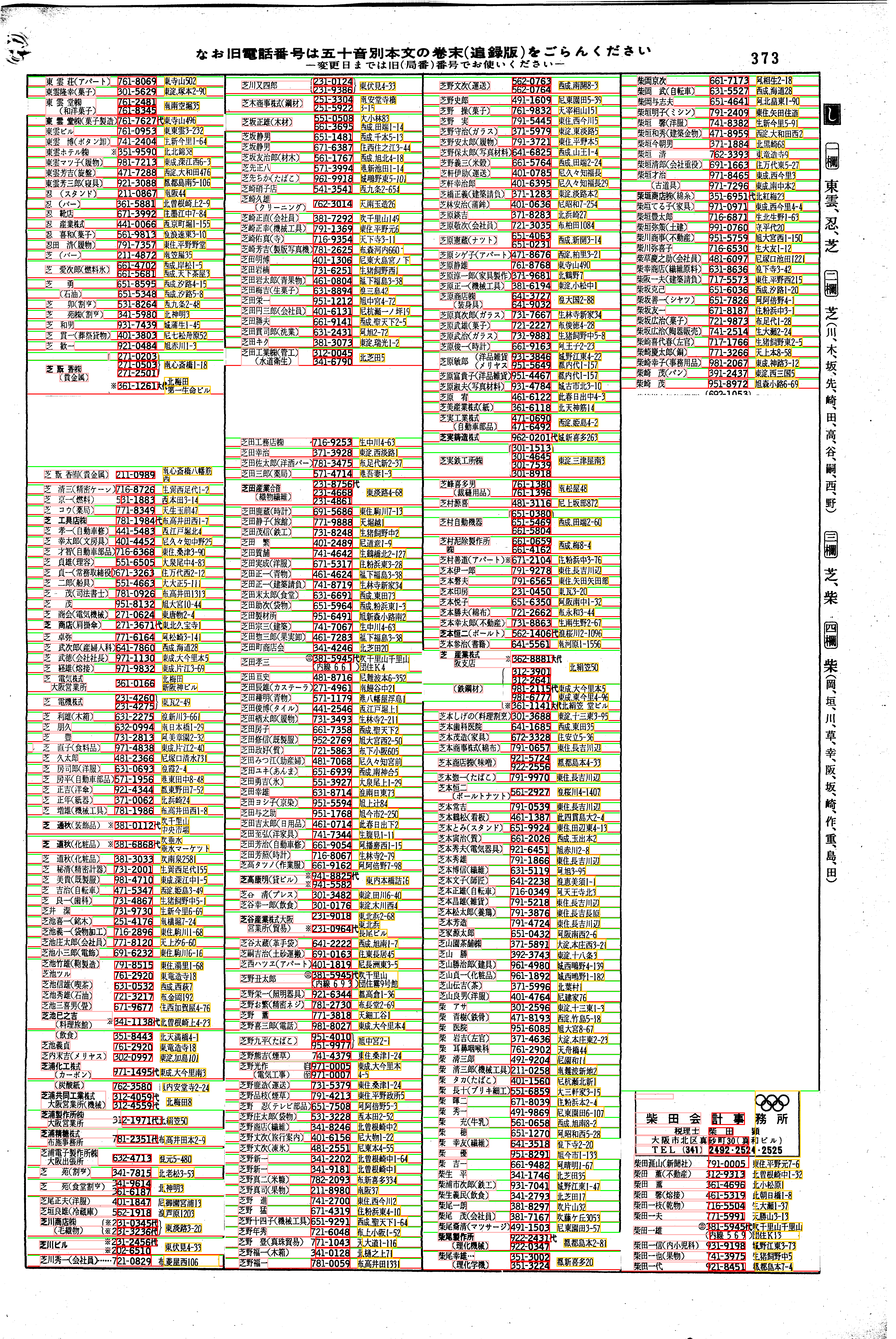 昭和38年2月1日現在大阪市50音別電話番号簿 389ページ全体