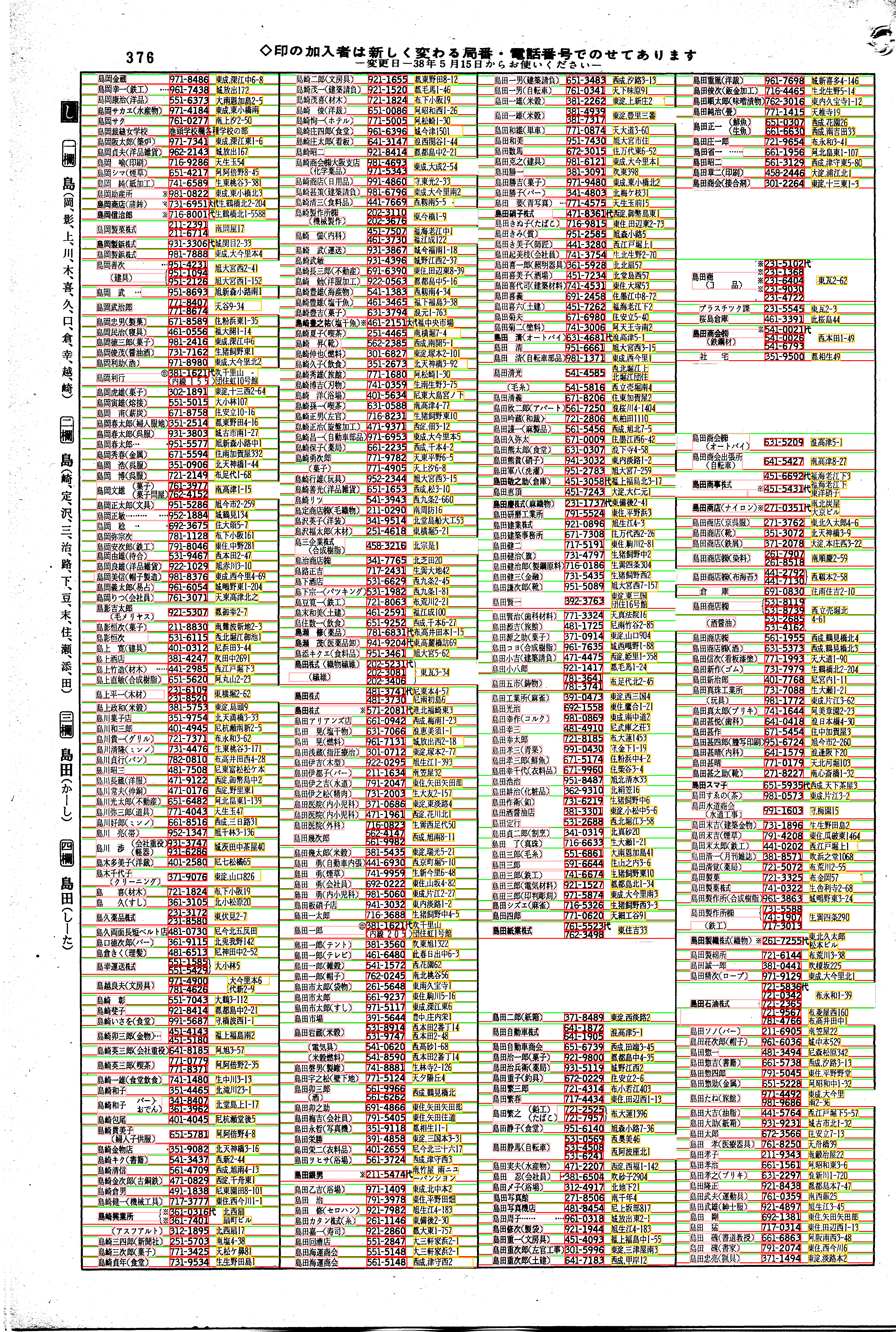 昭和38年2月1日現在大阪市50音別電話番号簿 392ページ全体