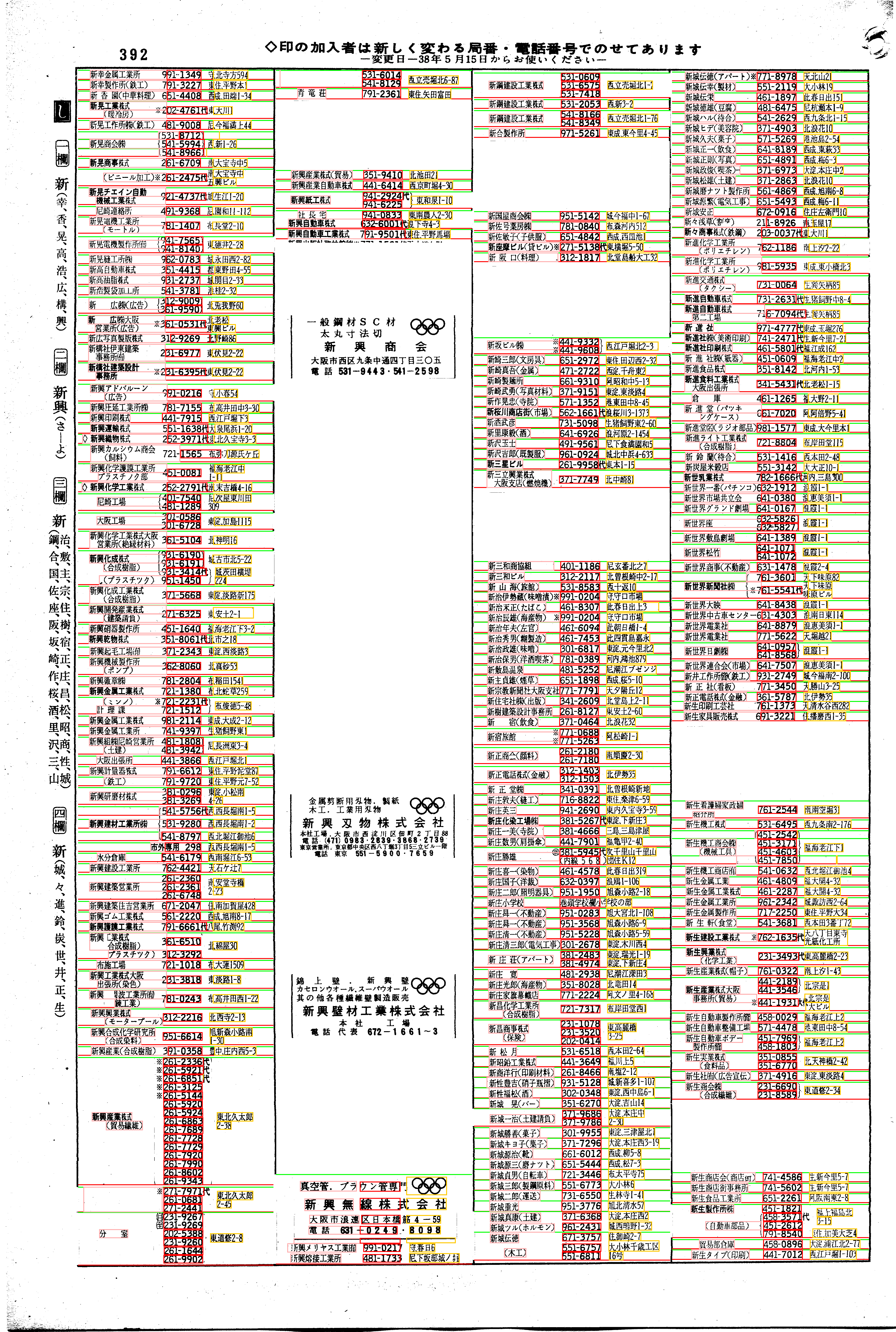 昭和38年2月1日現在大阪市50音別電話番号簿 408ページ全体