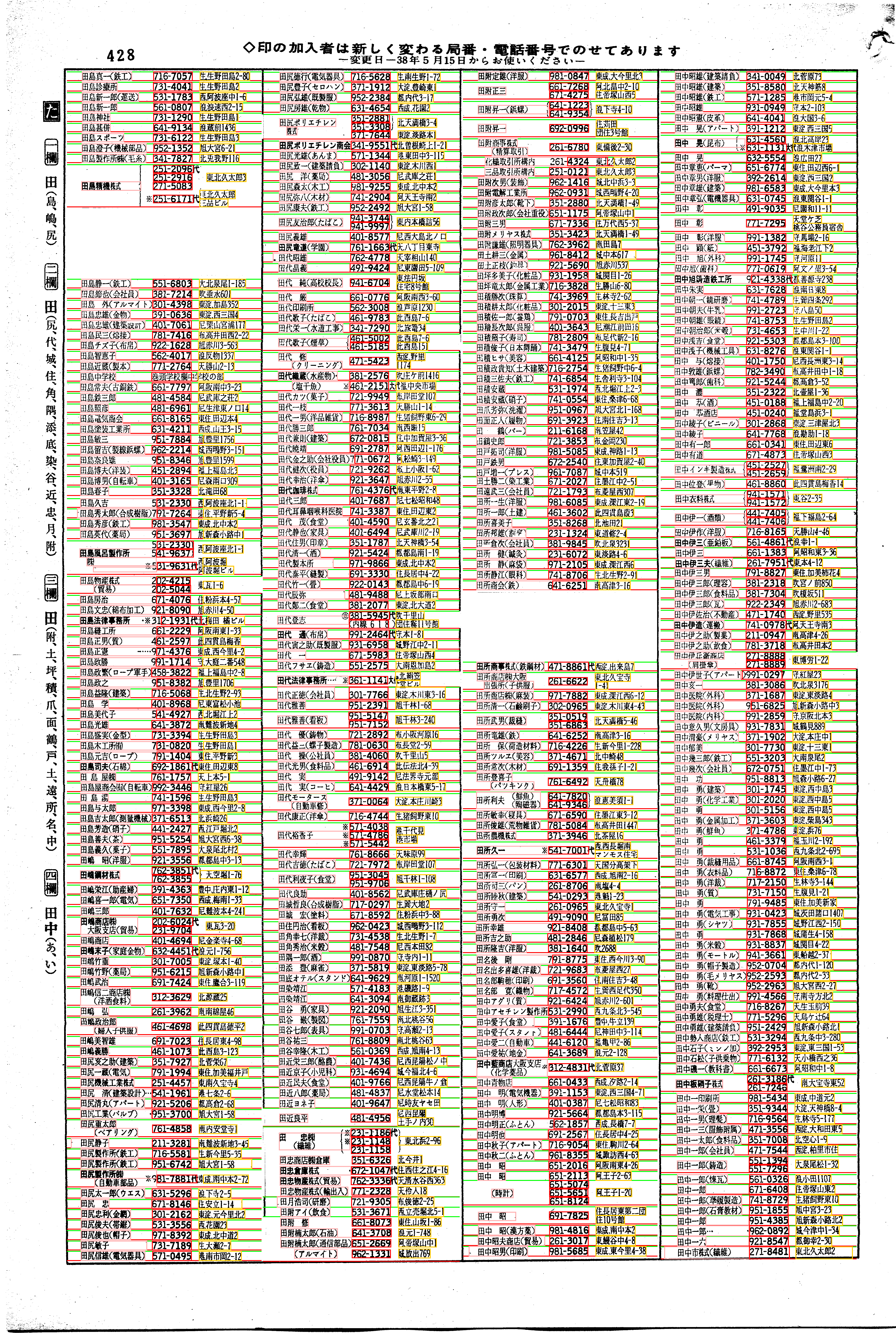 昭和38年2月1日現在大阪市50音別電話番号簿 448ページ全体
