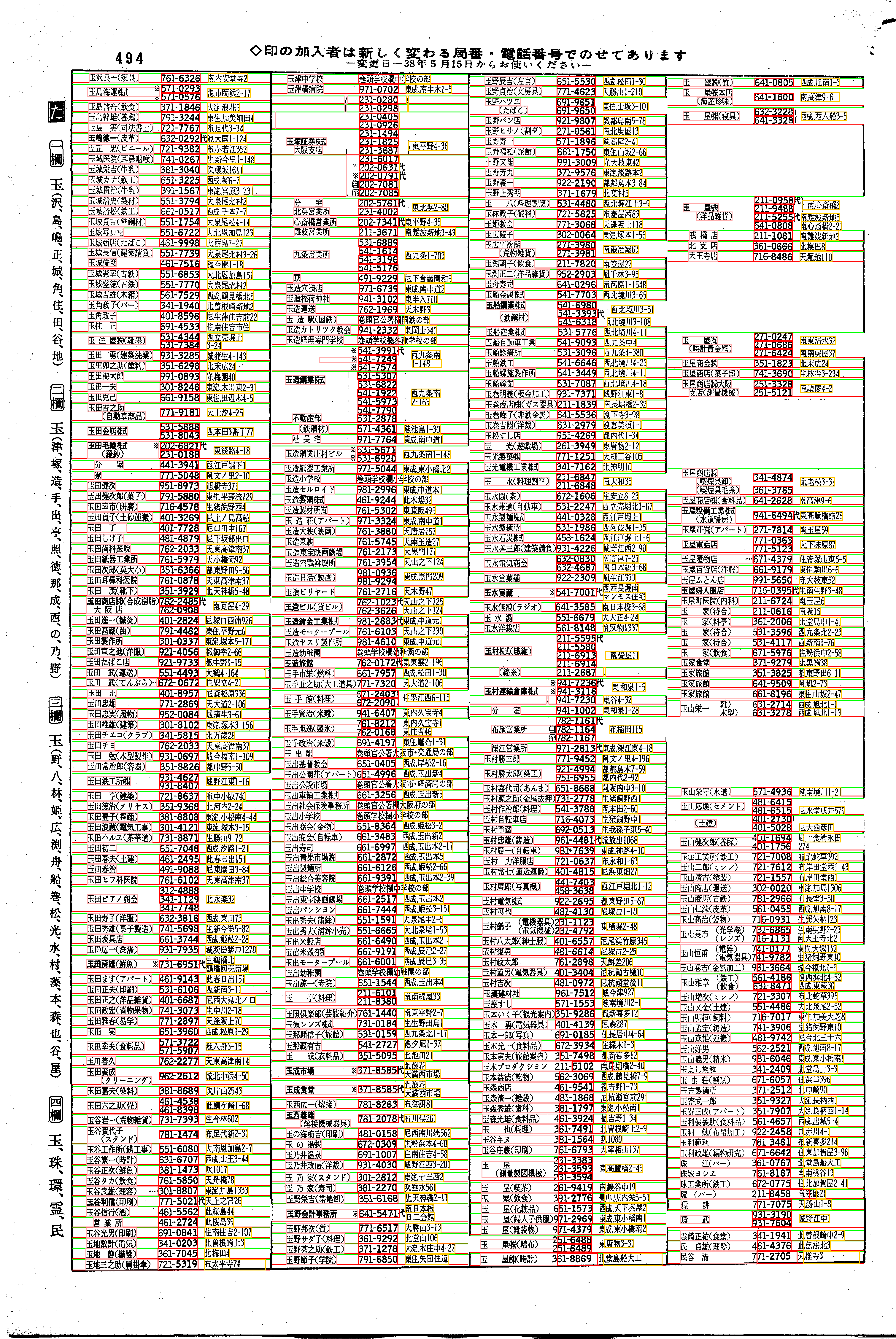 昭和38年2月1日現在大阪市50音別電話番号簿 514ページ全体