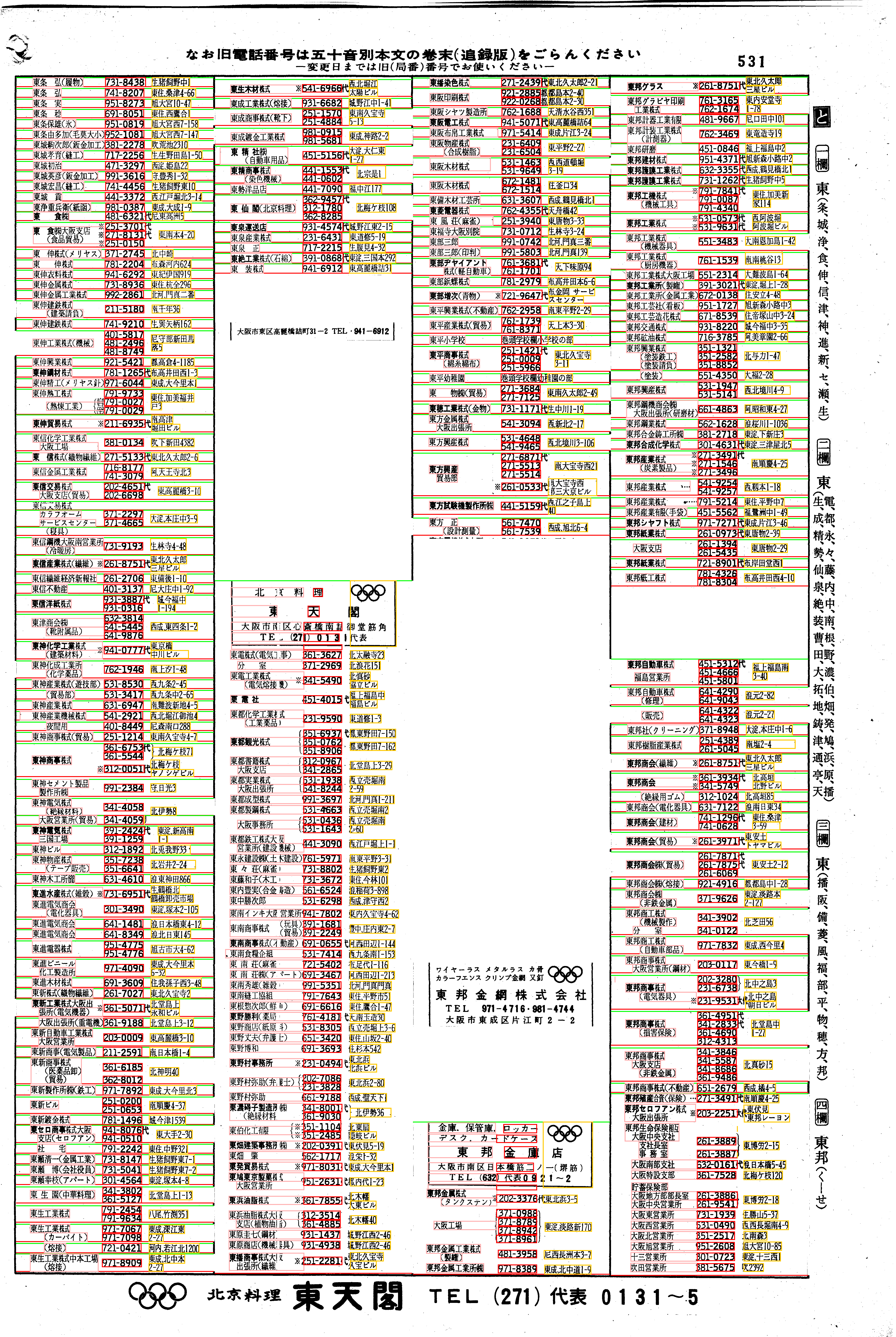 昭和38年2月1日現在大阪市50音別電話番号簿 551ページ全体