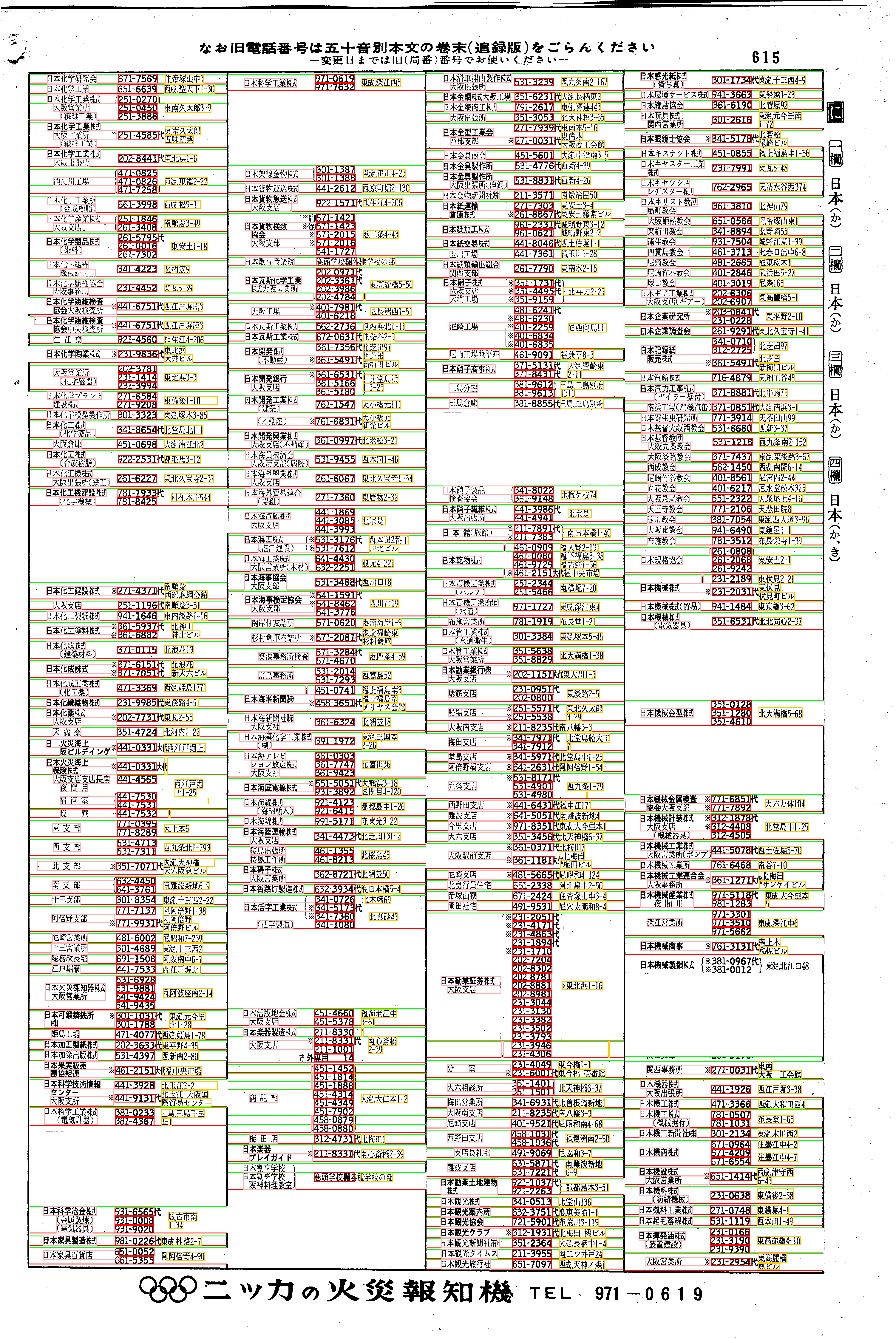 昭和38年2月1日現在大阪市50音別電話番号簿 637ページ全体