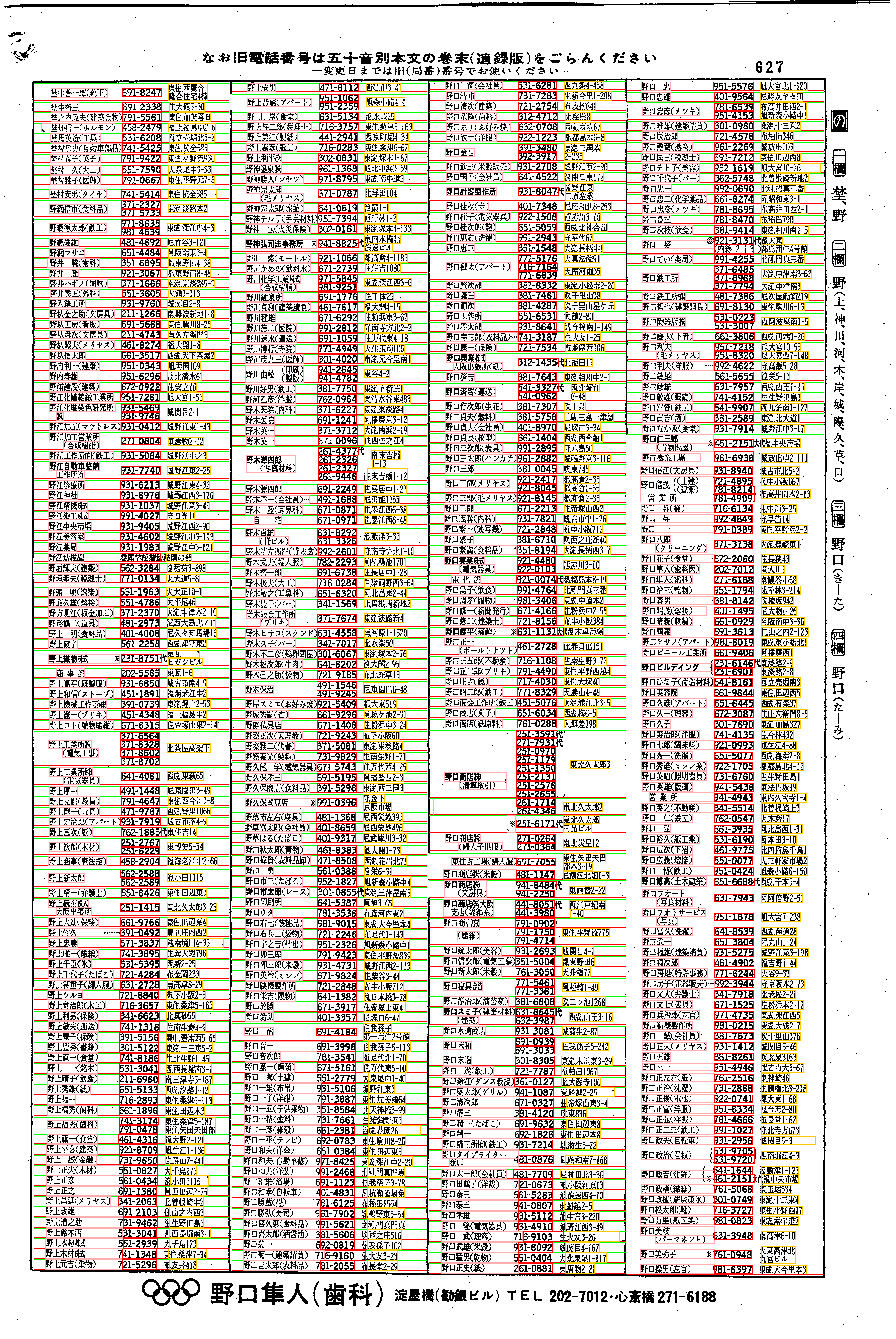 昭和38年2月1日現在大阪市50音別電話番号簿 649ページ全体