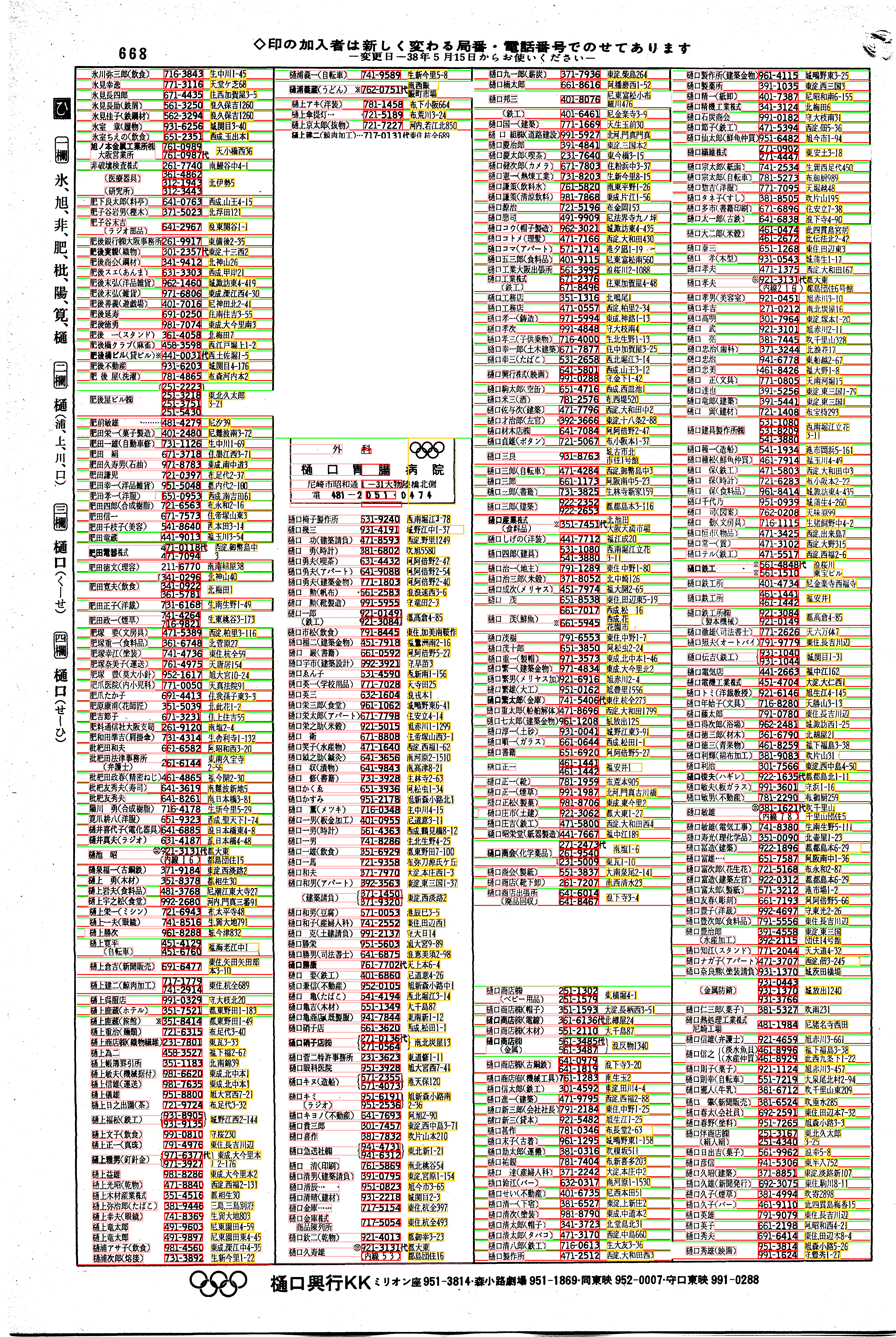 昭和38年2月1日現在大阪市50音別電話番号簿 694ページ全体