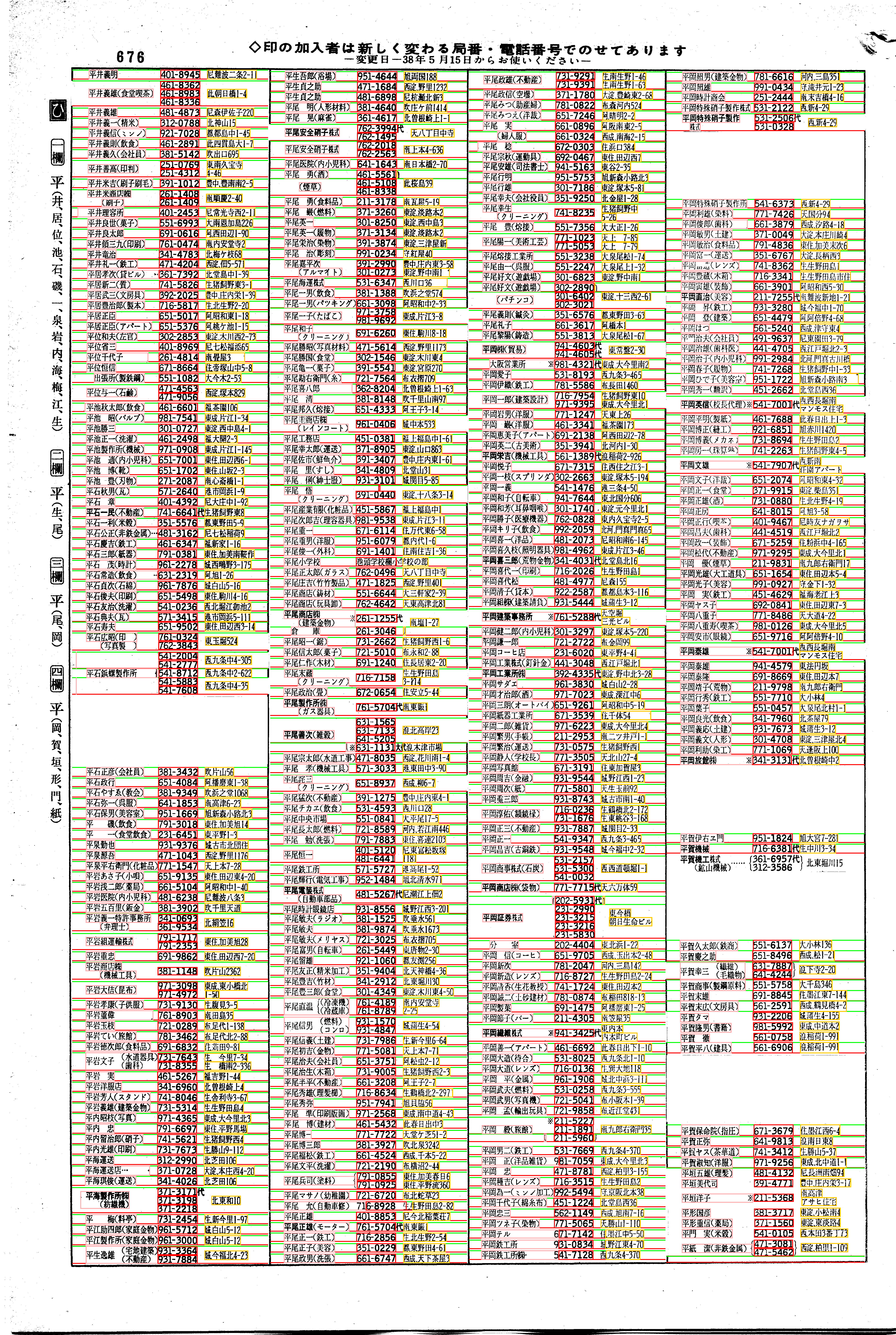 昭和38年2月1日現在大阪市50音別電話番号簿 702ページ全体