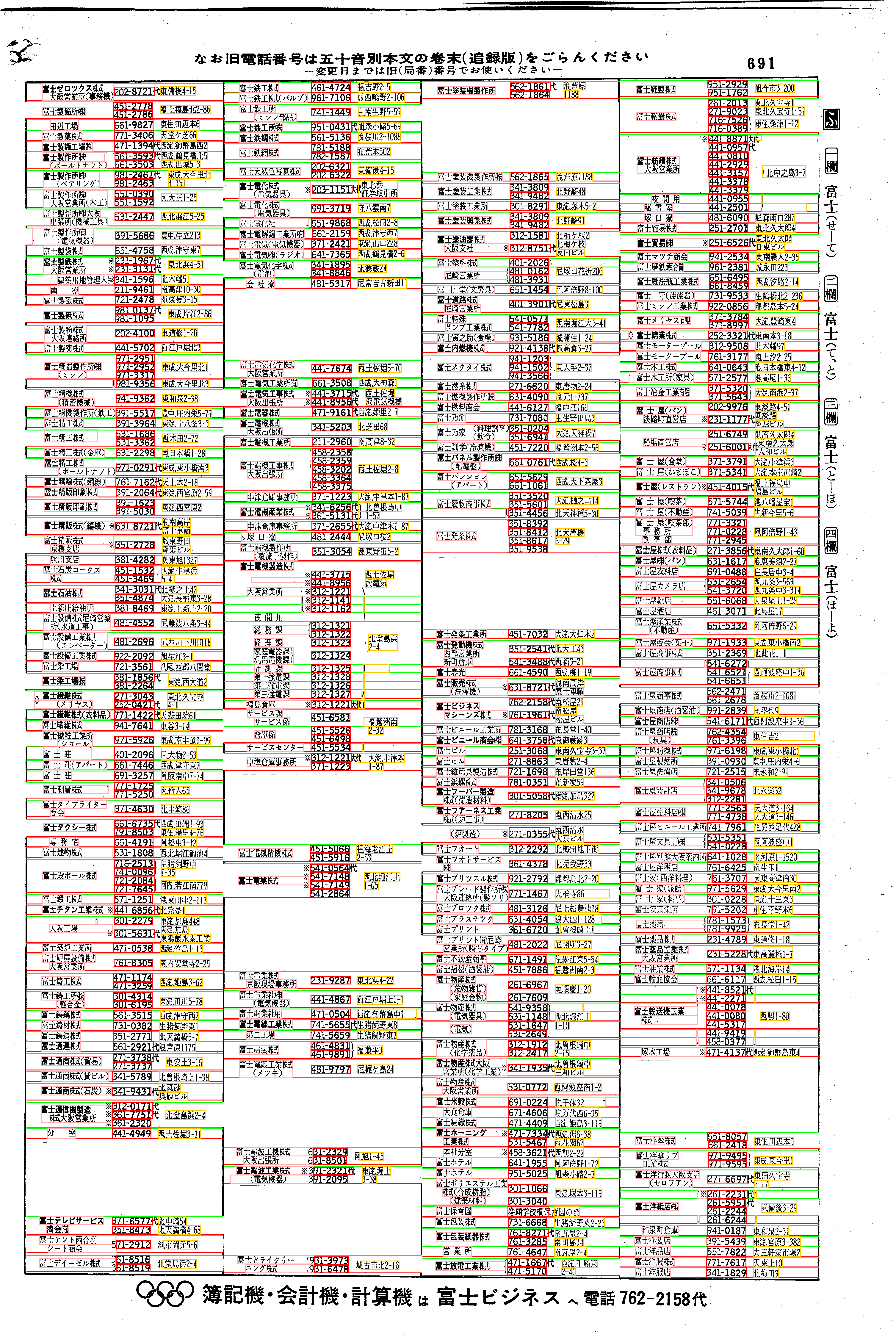 昭和38年2月1日現在大阪市50音別電話番号簿 717ページ全体