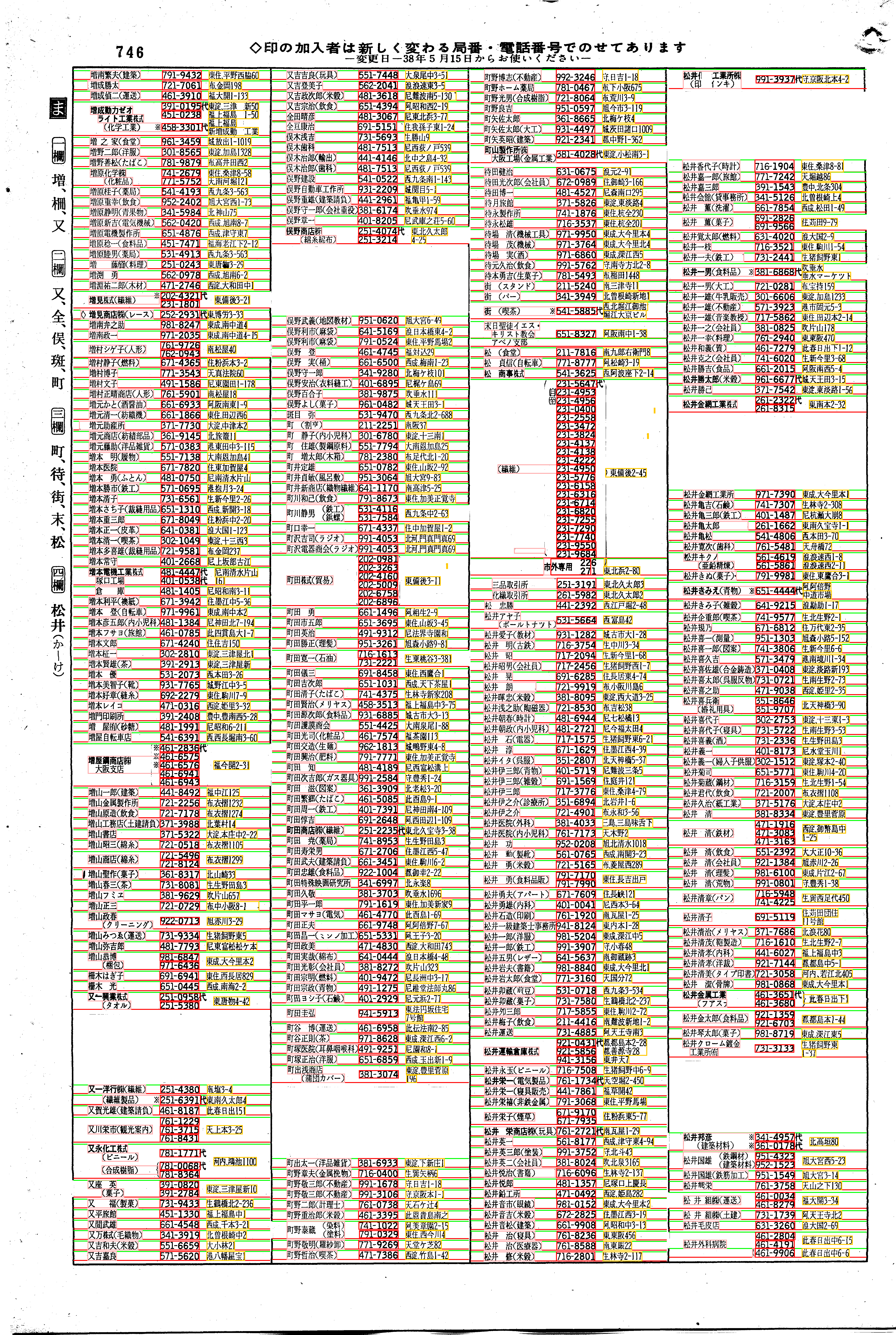 昭和38年2月1日現在大阪市50音別電話番号簿 774ページ全体