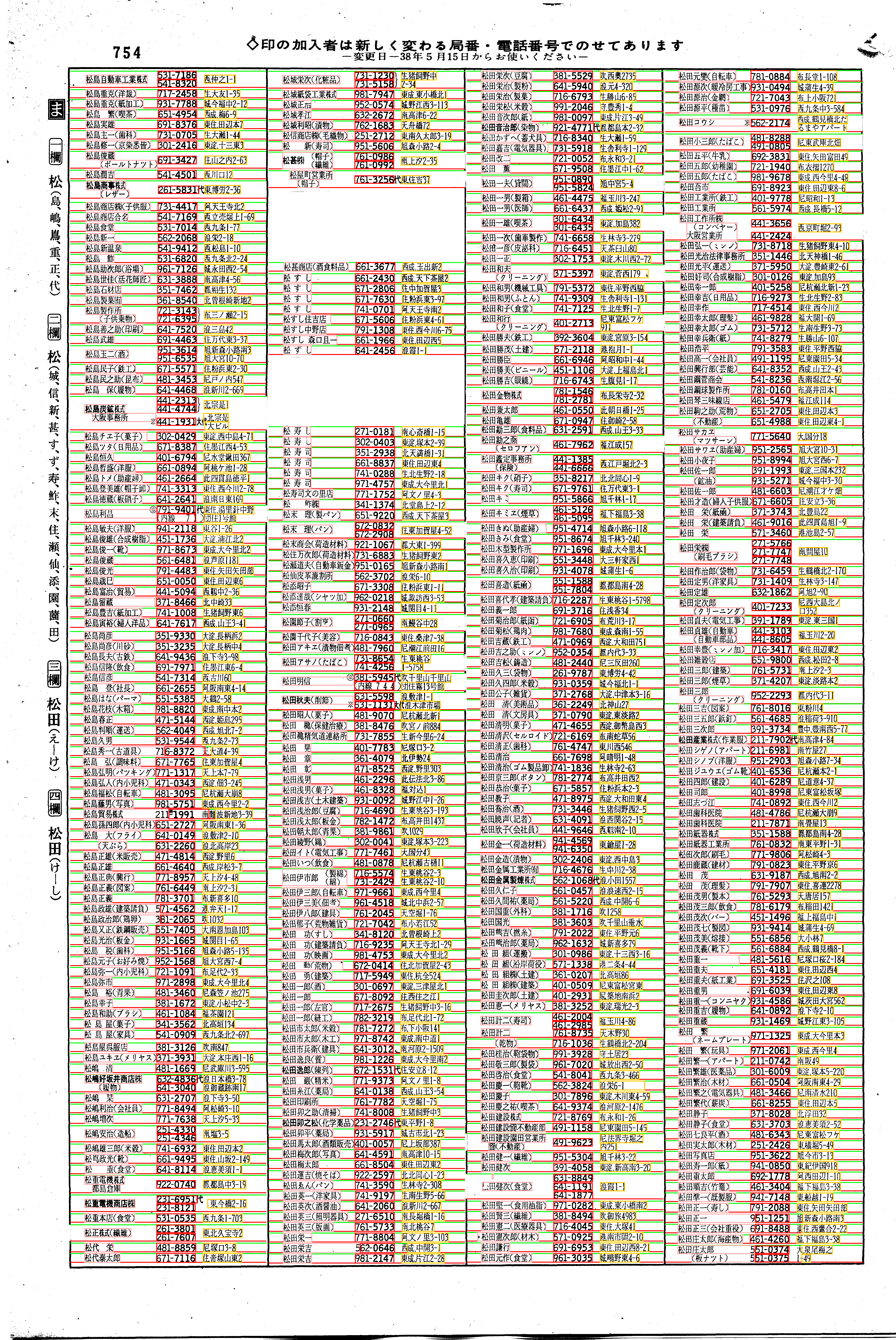 昭和38年2月1日現在大阪市50音別電話番号簿 782ページ全体