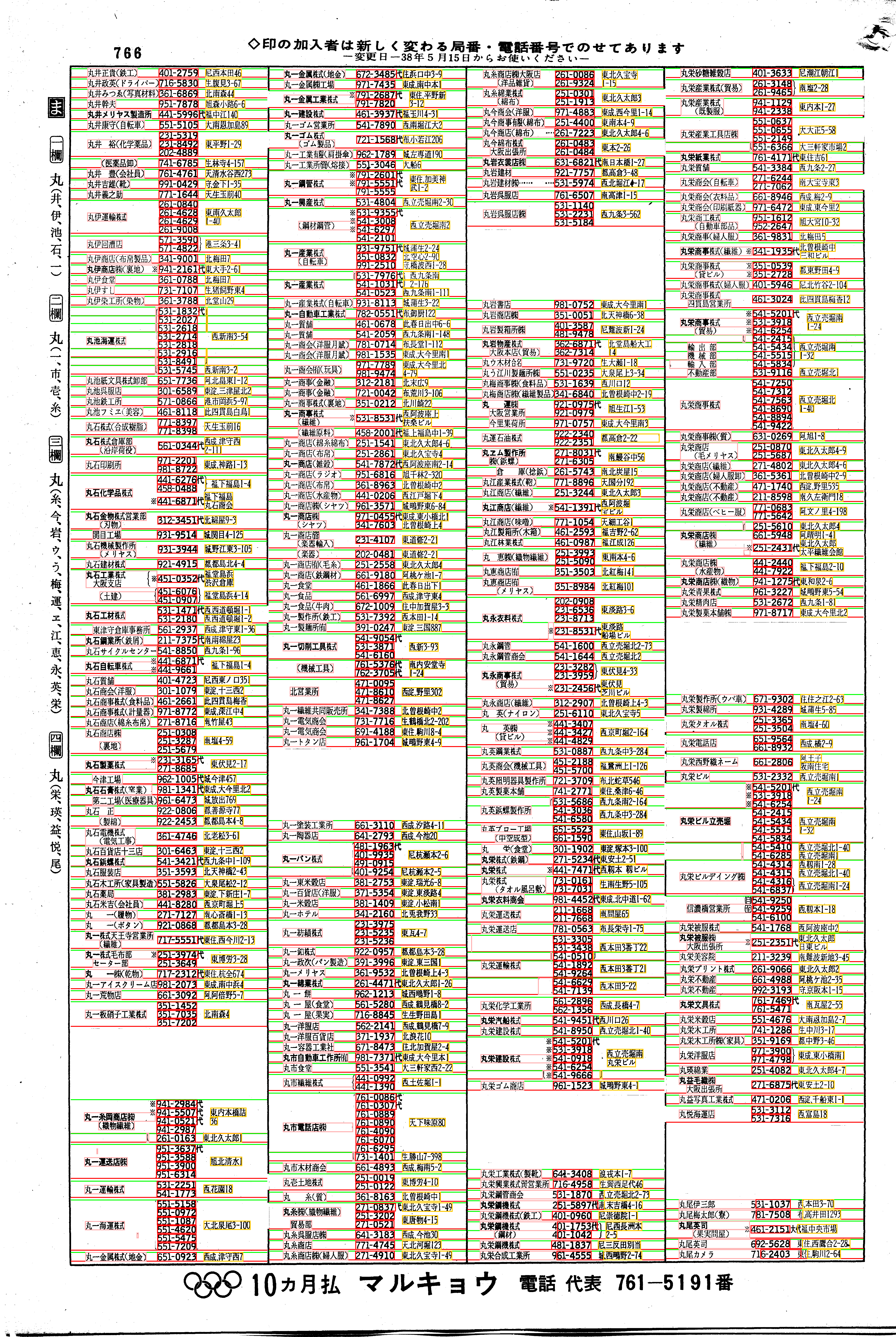 昭和38年2月1日現在大阪市50音別電話番号簿 794ページ全体