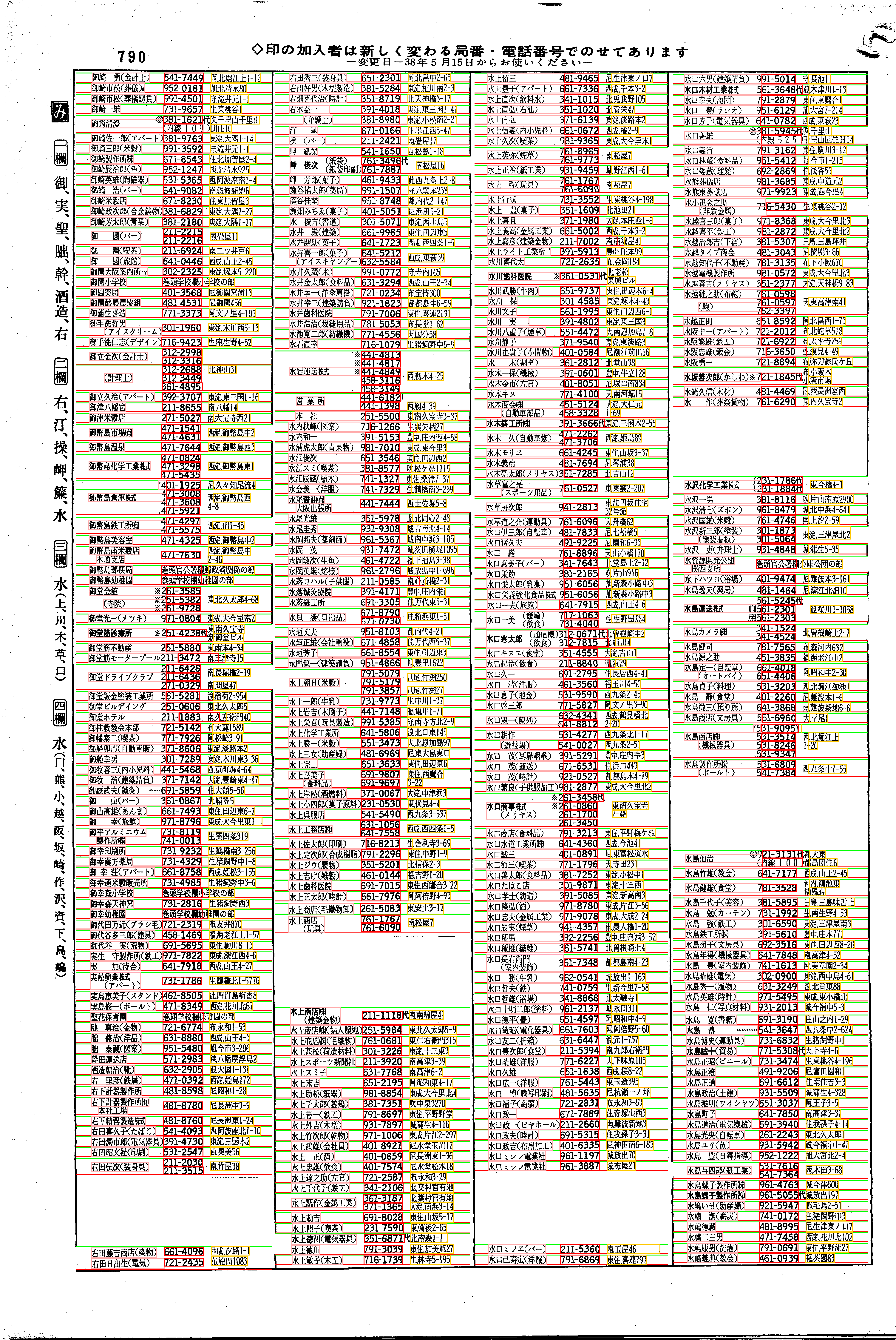 昭和38年2月1日現在大阪市50音別電話番号簿 818ページ全体