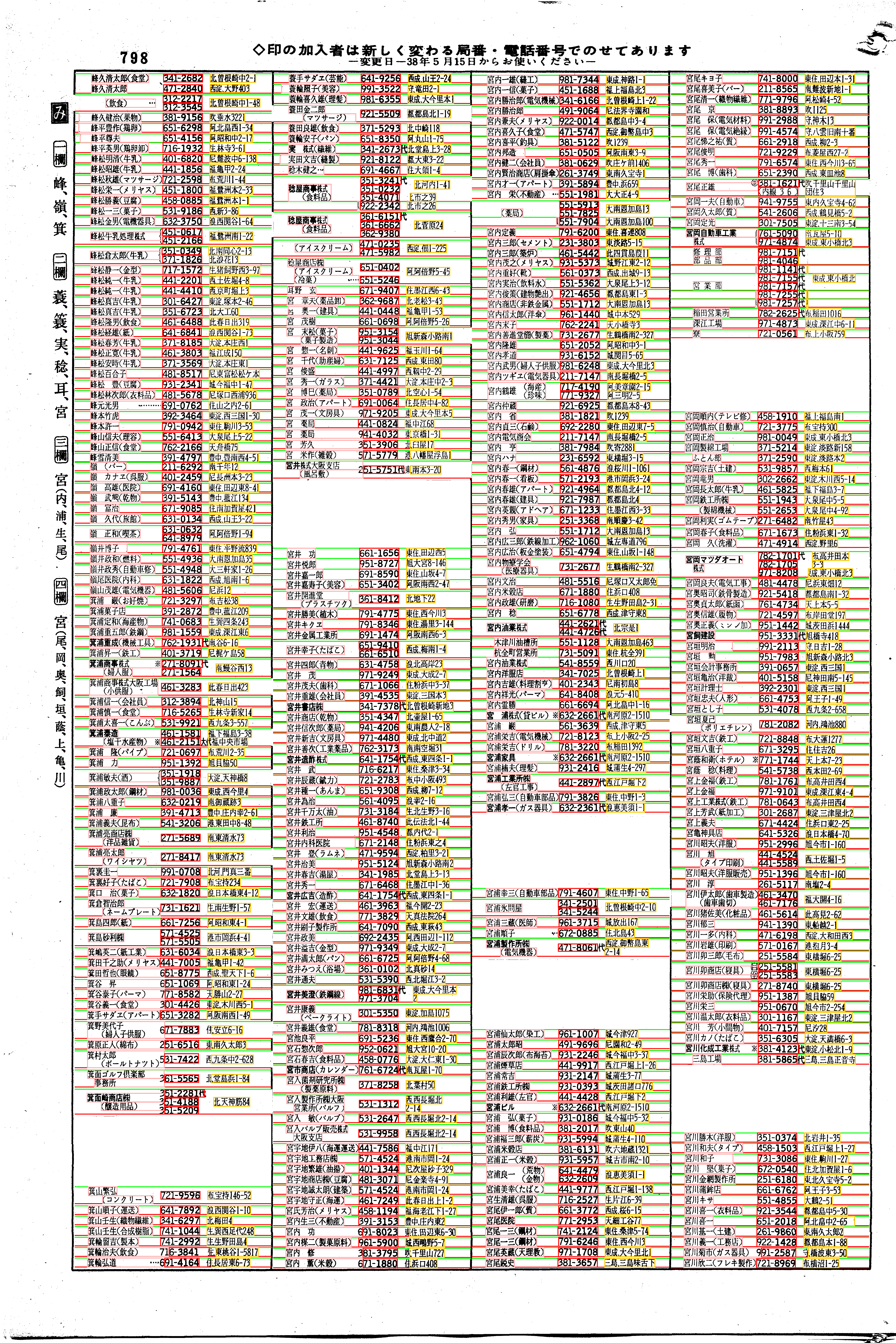 昭和38年2月1日現在大阪市50音別電話番号簿 826ページ全体