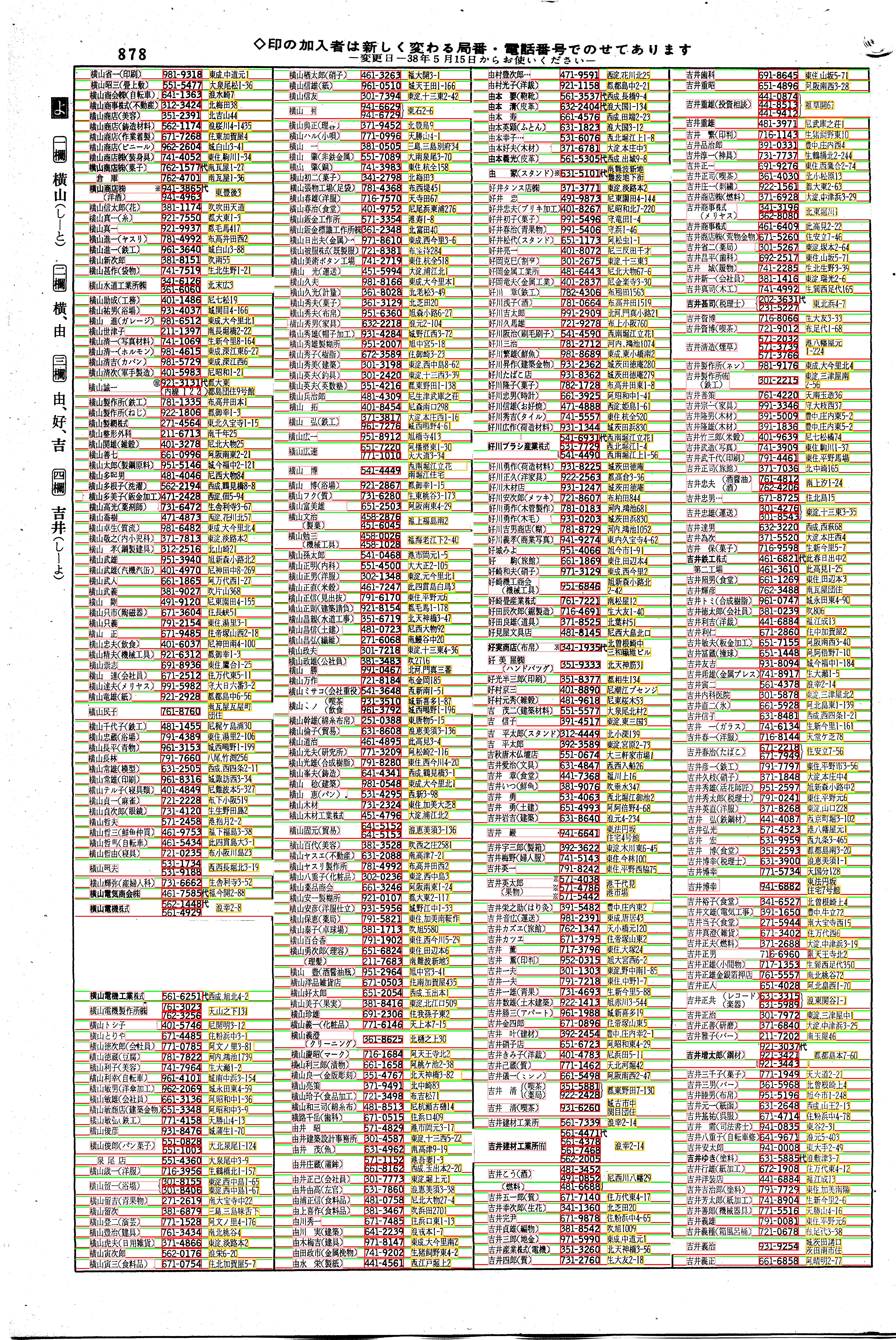 昭和38年2月1日現在大阪市50音別電話番号簿 908ページ全体