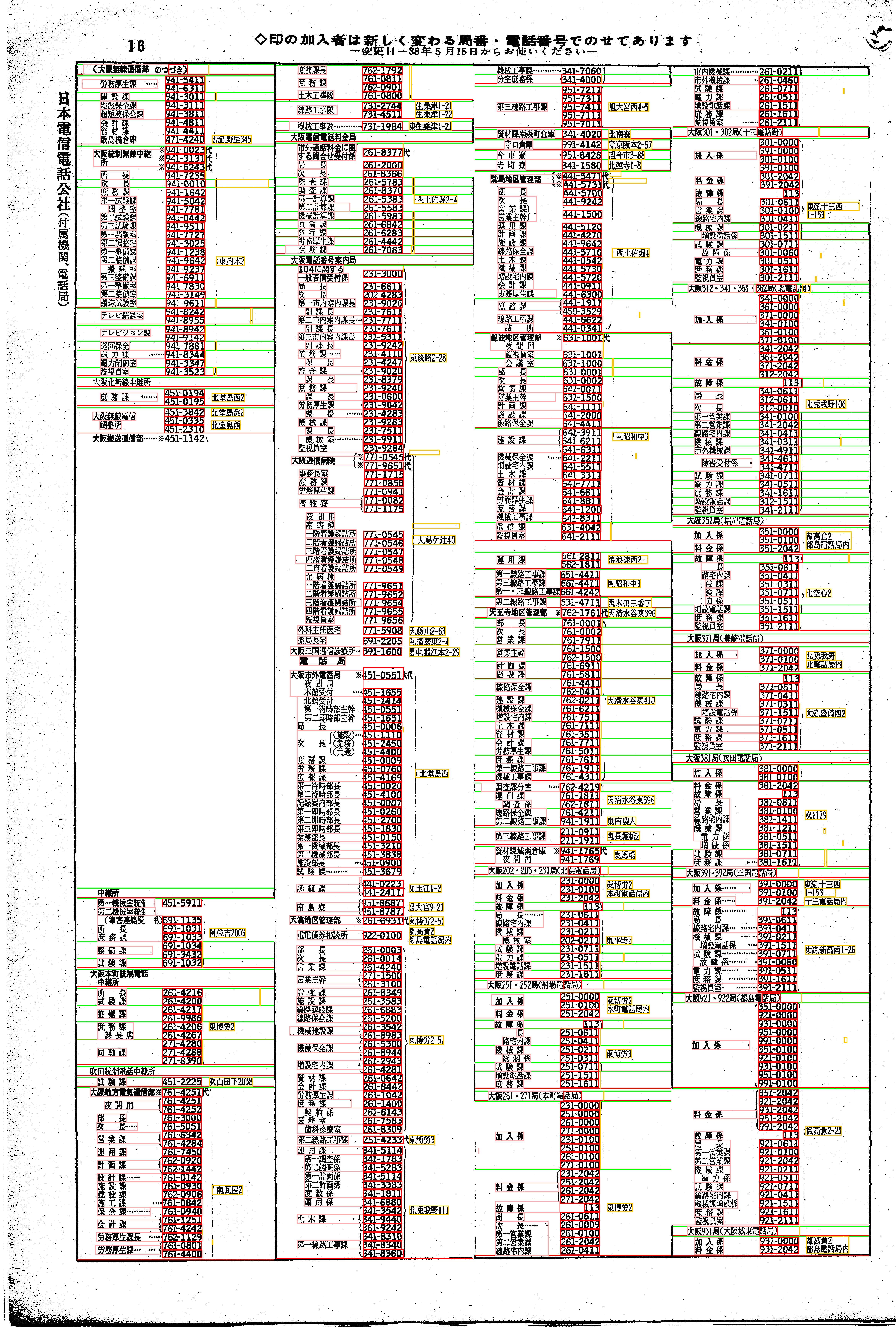 昭和38年2月1日現在大阪市50音別電話番号簿 20ページ全体