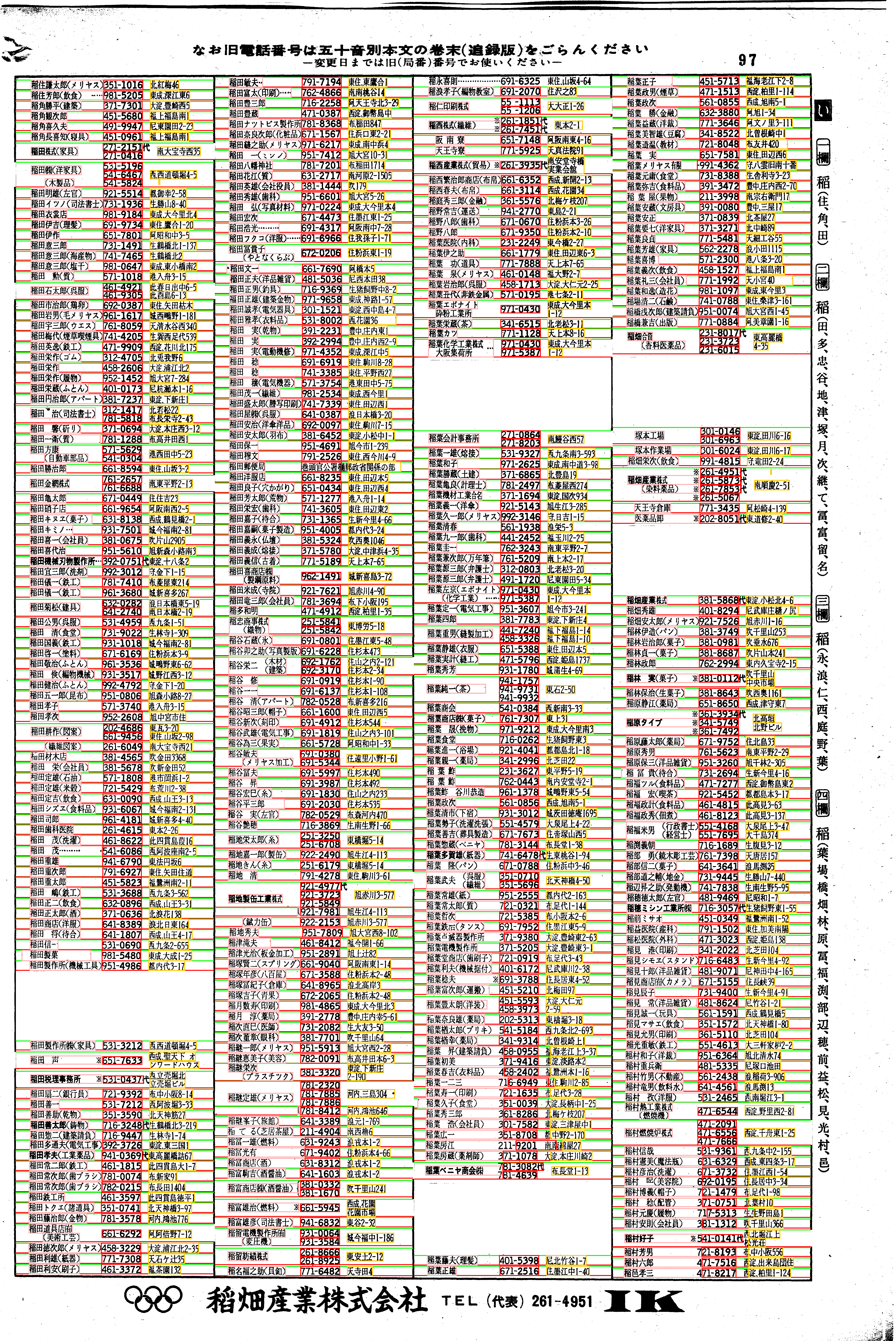 昭和38年2月1日現在大阪市50音別電話番号簿 105ページ全体