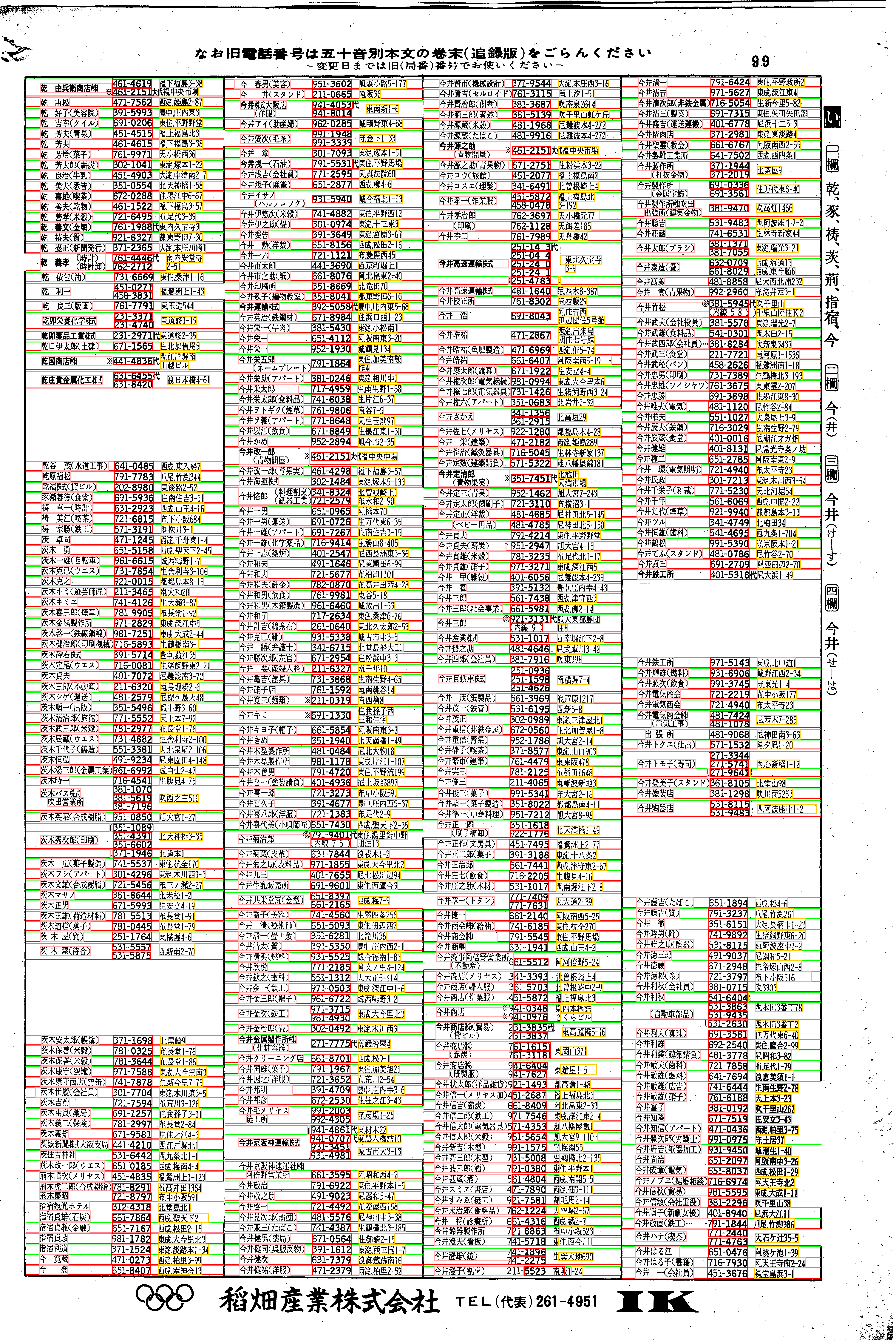 昭和38年2月1日現在大阪市50音別電話番号簿 107ページ全体