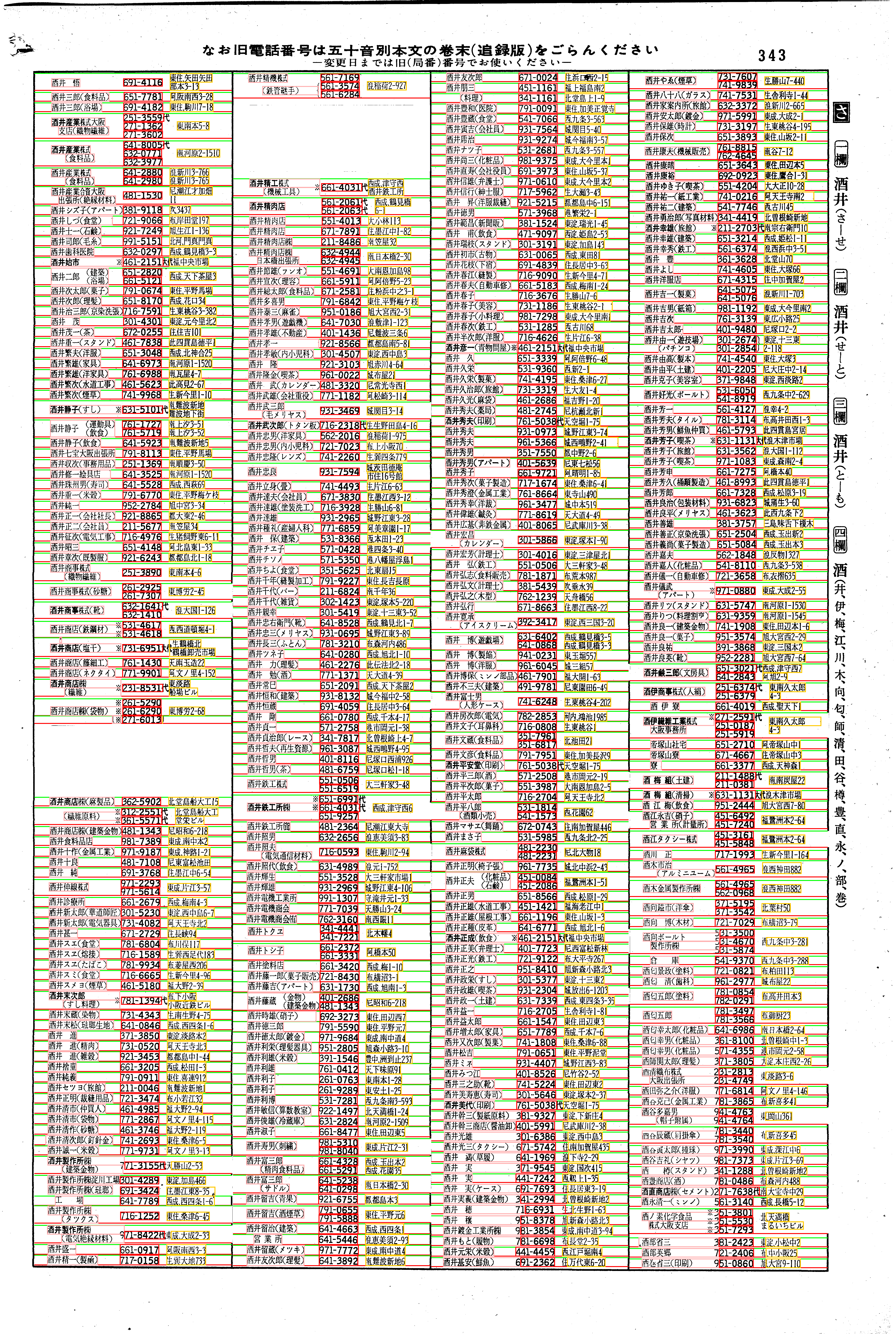 昭和38年2月1日現在大阪市50音別電話番号簿 359ページ全体