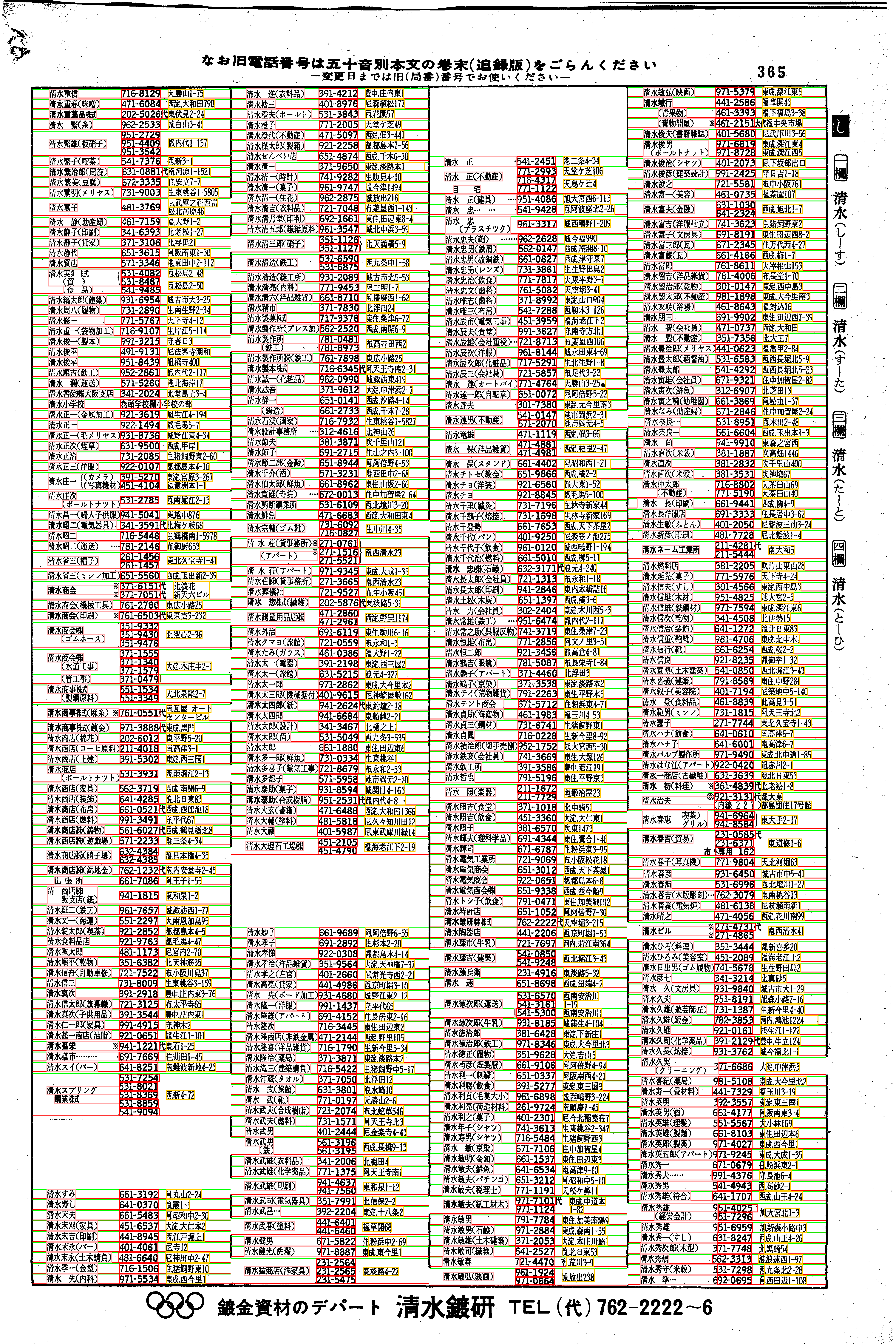 昭和38年2月1日現在大阪市50音別電話番号簿 381ページ全体