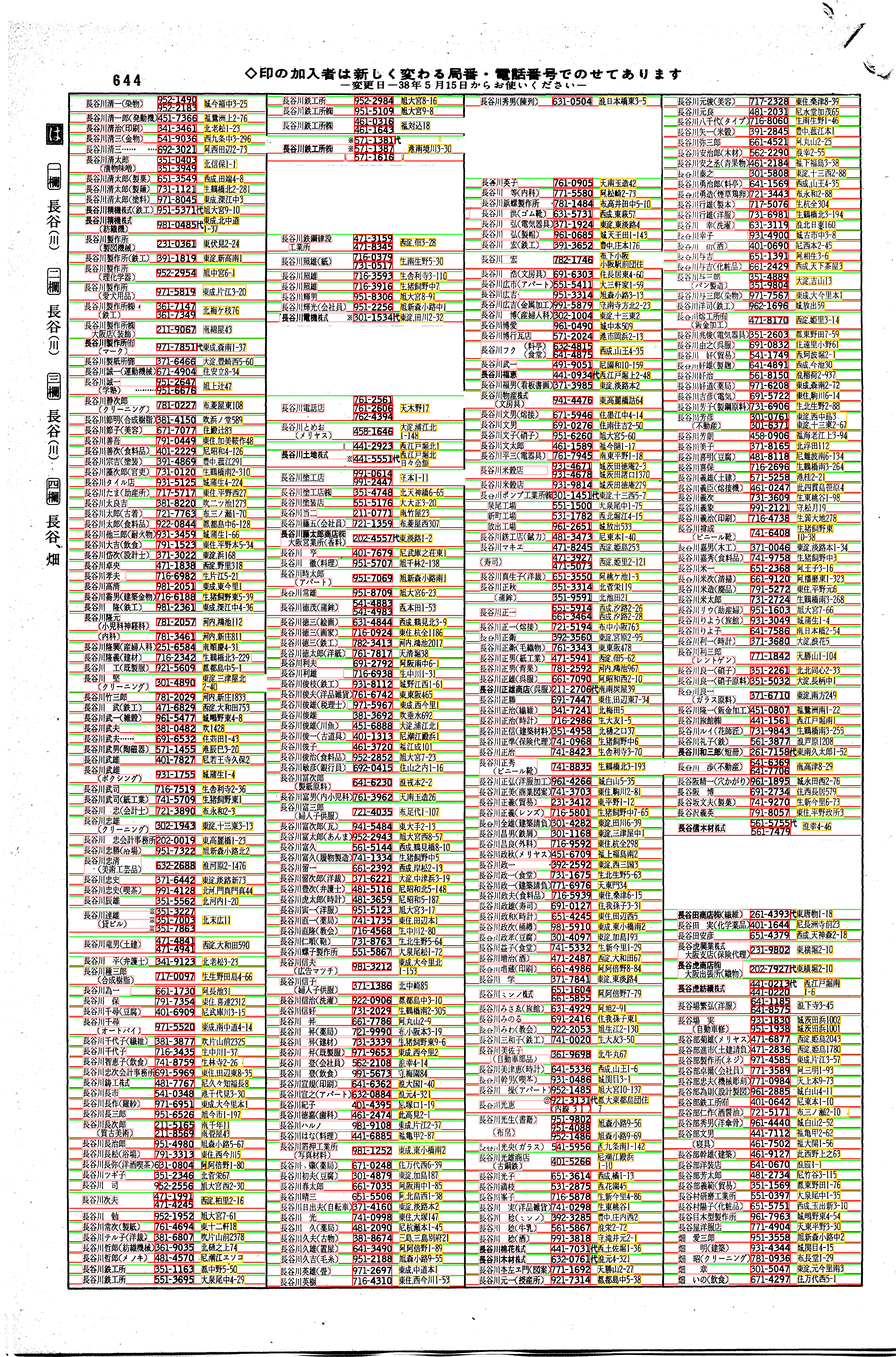 昭和38年2月1日現在大阪市50音別電話番号簿 670ページ全体