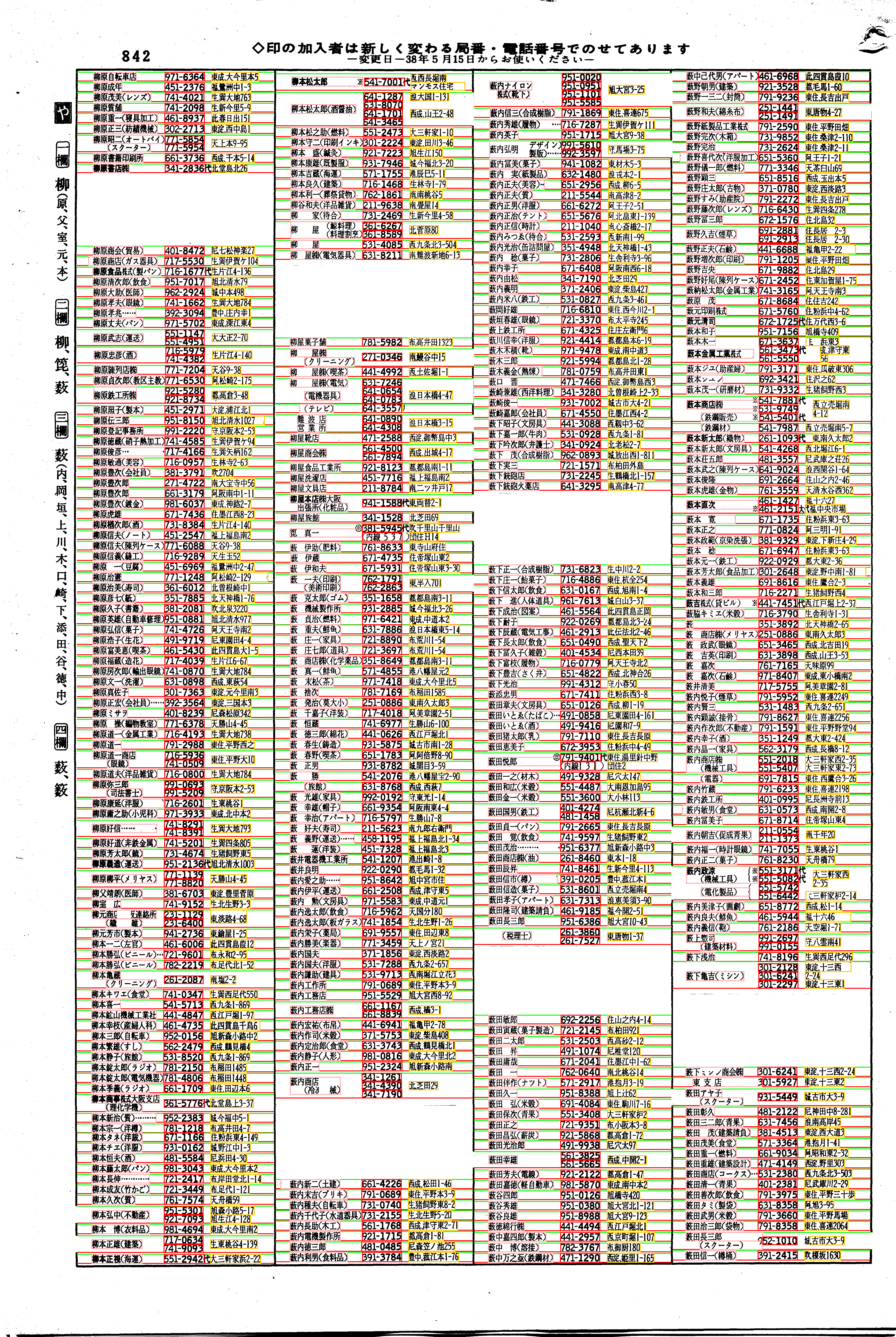昭和38年2月1日現在大阪市50音別電話番号簿 872ページ全体